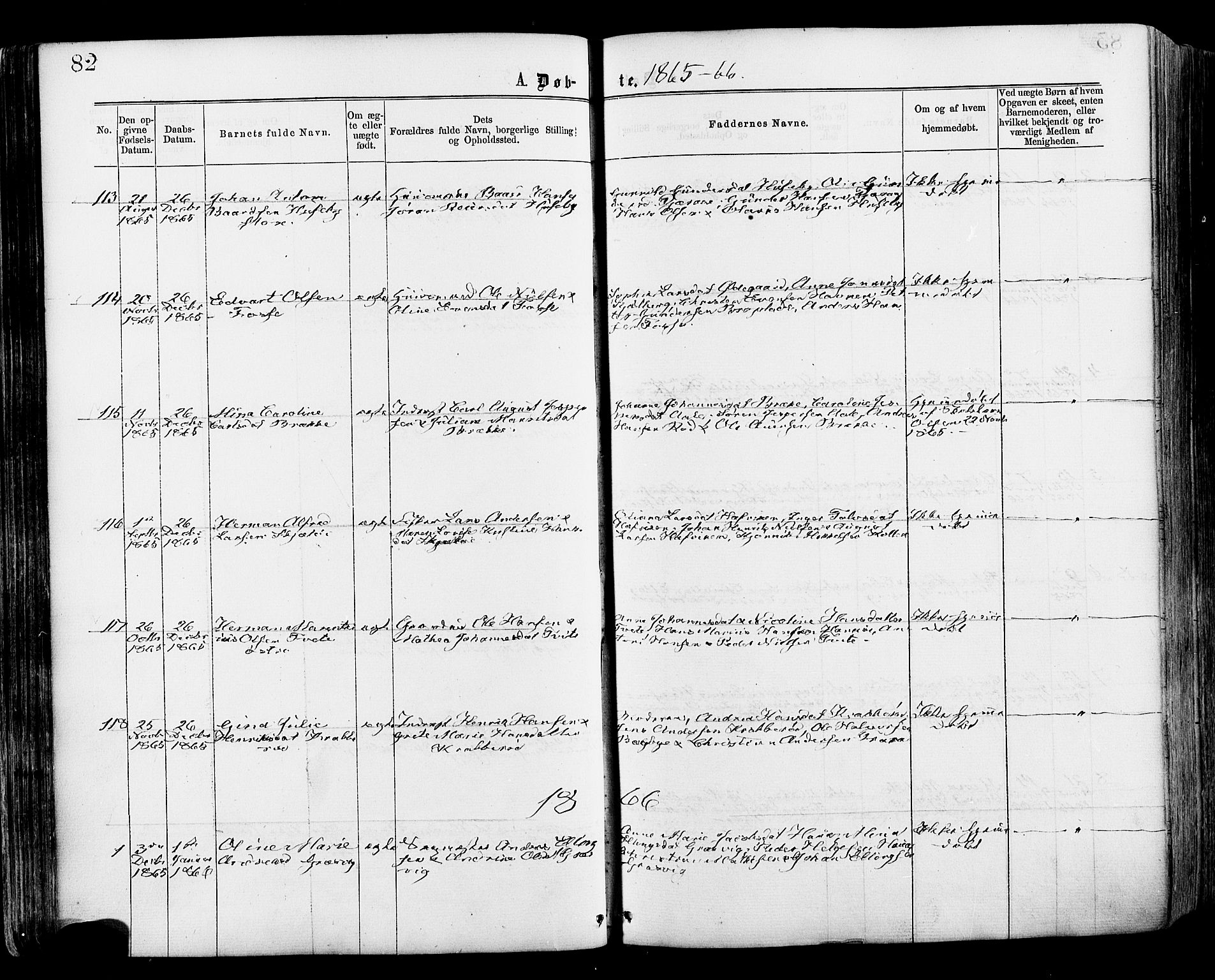 Onsøy prestekontor Kirkebøker, SAO/A-10914/F/Fa/L0004: Parish register (official) no. I 4, 1861-1877, p. 82