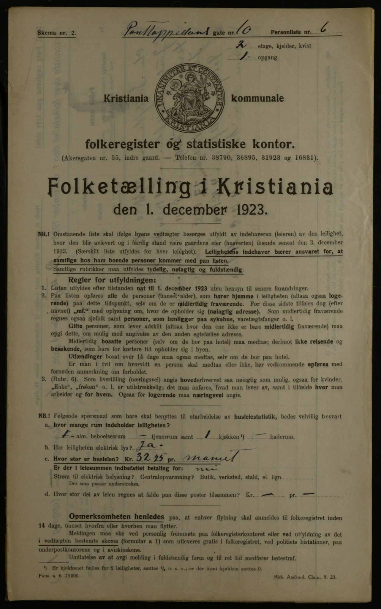 OBA, Municipal Census 1923 for Kristiania, 1923, p. 89195