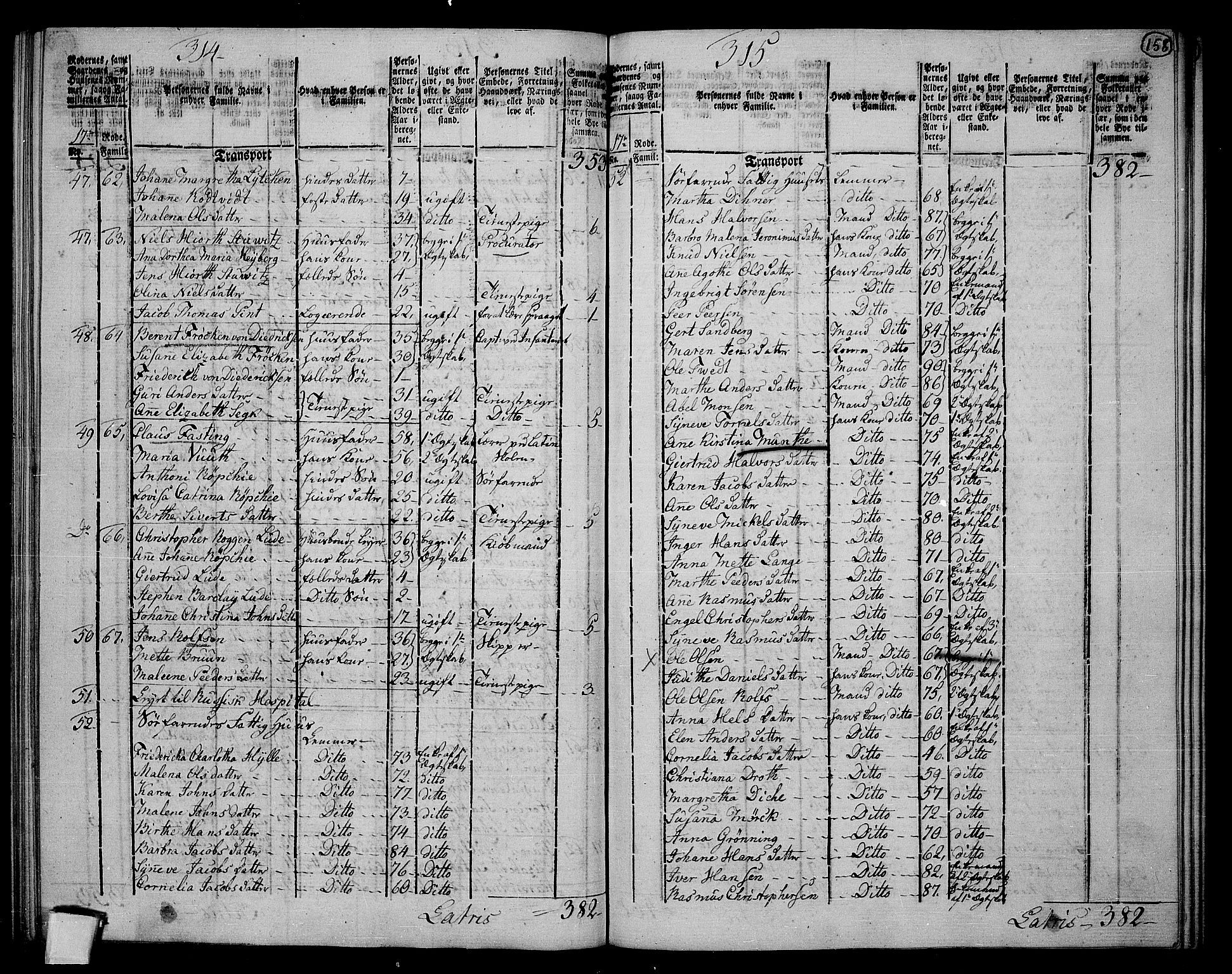 RA, 1801 census for 1301 Bergen, 1801, p. 157b-158a
