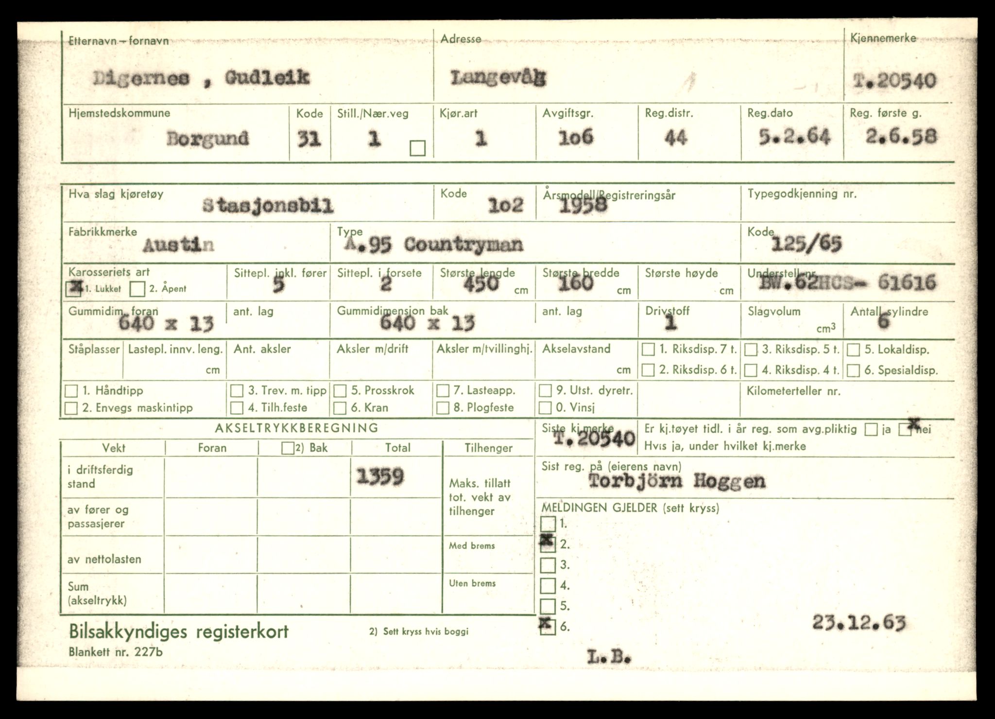 Møre og Romsdal vegkontor - Ålesund trafikkstasjon, AV/SAT-A-4099/F/Fe/L0053: Registreringskort for kjøretøy T 20540 - T 20714, 1927-1998, p. 21