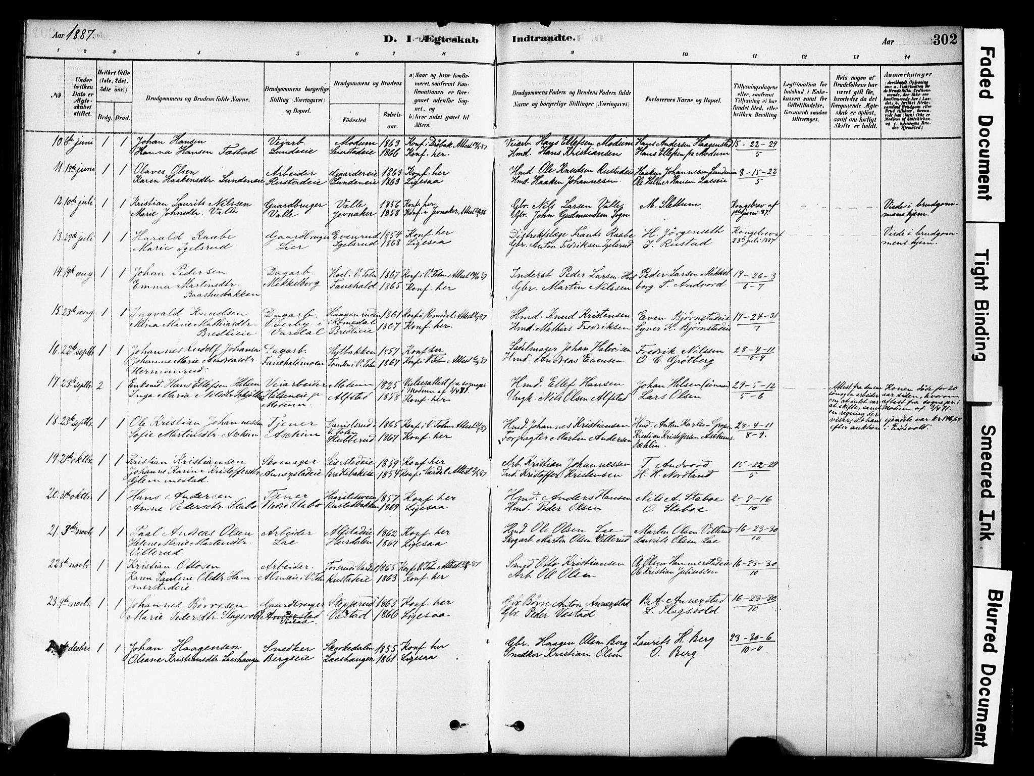 Østre Toten prestekontor, SAH/PREST-104/H/Ha/Haa/L0006: Parish register (official) no. 6 /1, 1878-1896, p. 302