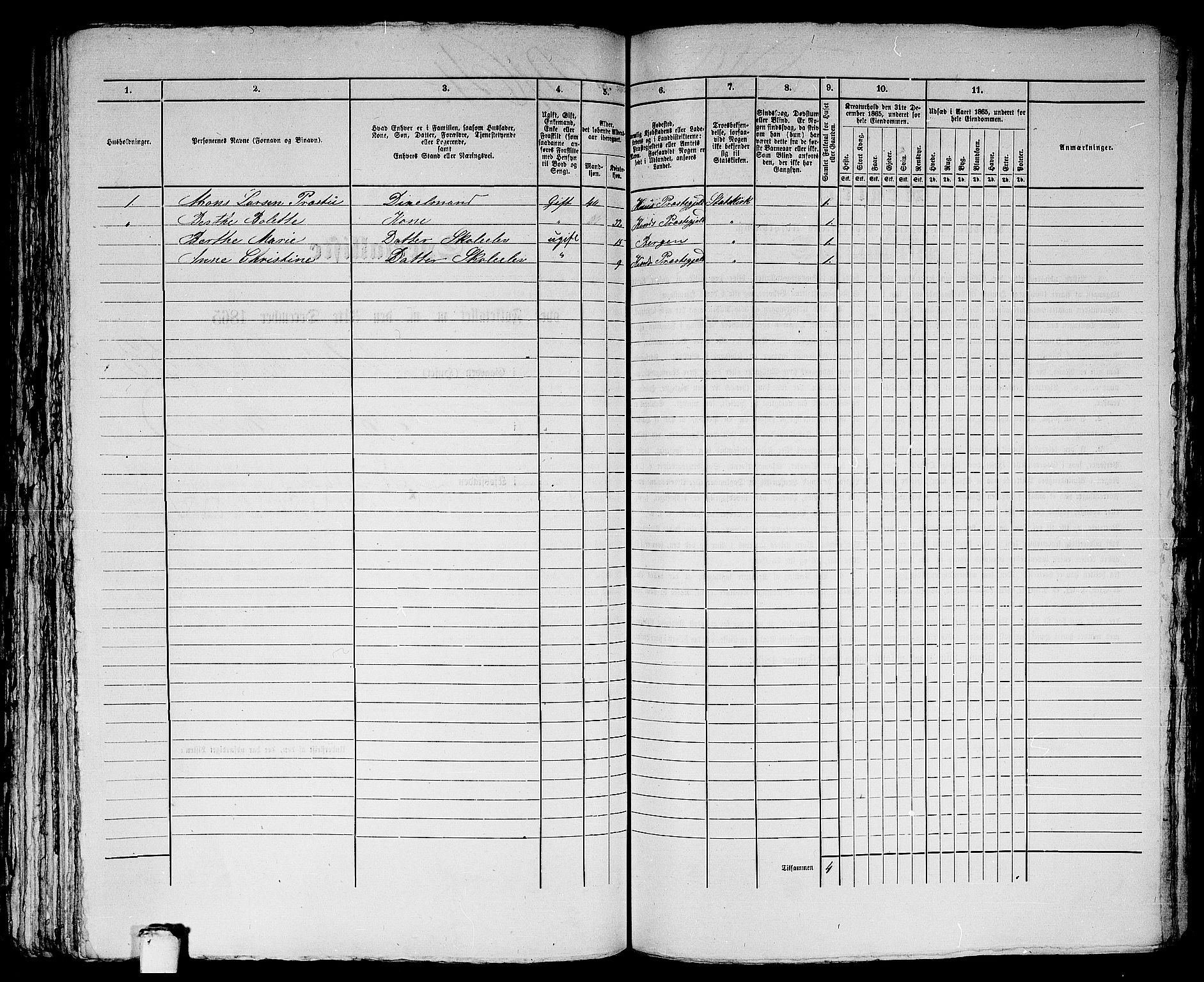 RA, 1865 census for Bergen, 1865, p. 4425