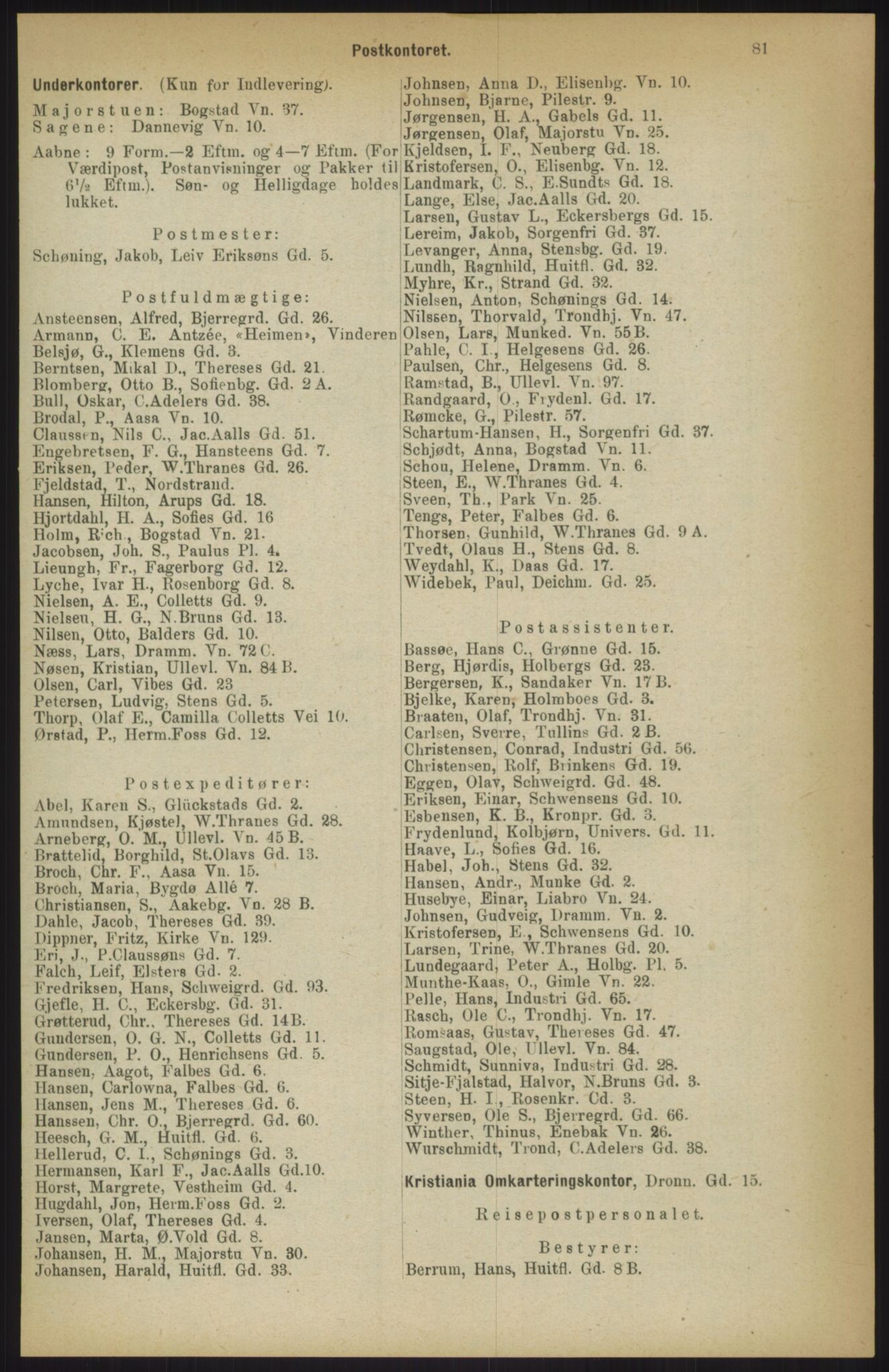 Kristiania/Oslo adressebok, PUBL/-, 1911, p. 81