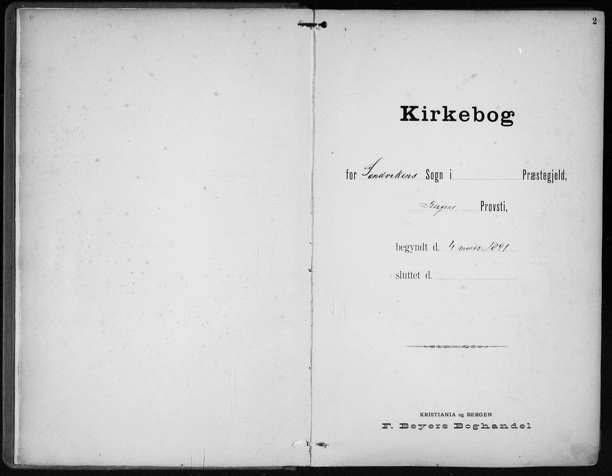 Sandviken Sokneprestembete, AV/SAB-A-77601/H/Ha/L0005: Parish register (official) no. B 2, 1891-1901, p. 2