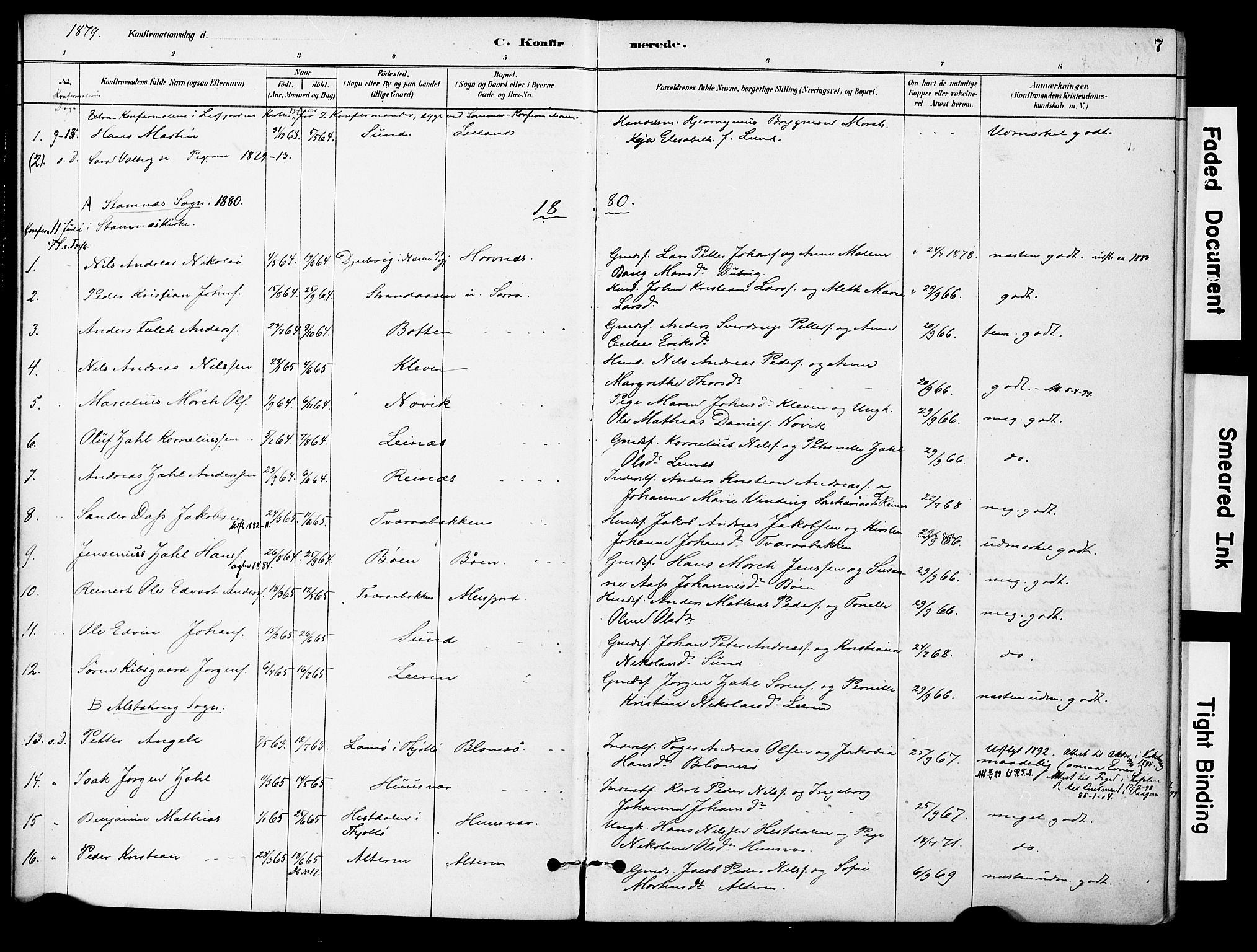 Ministerialprotokoller, klokkerbøker og fødselsregistre - Nordland, AV/SAT-A-1459/830/L0450: Parish register (official) no. 830A14, 1879-1896, p. 7