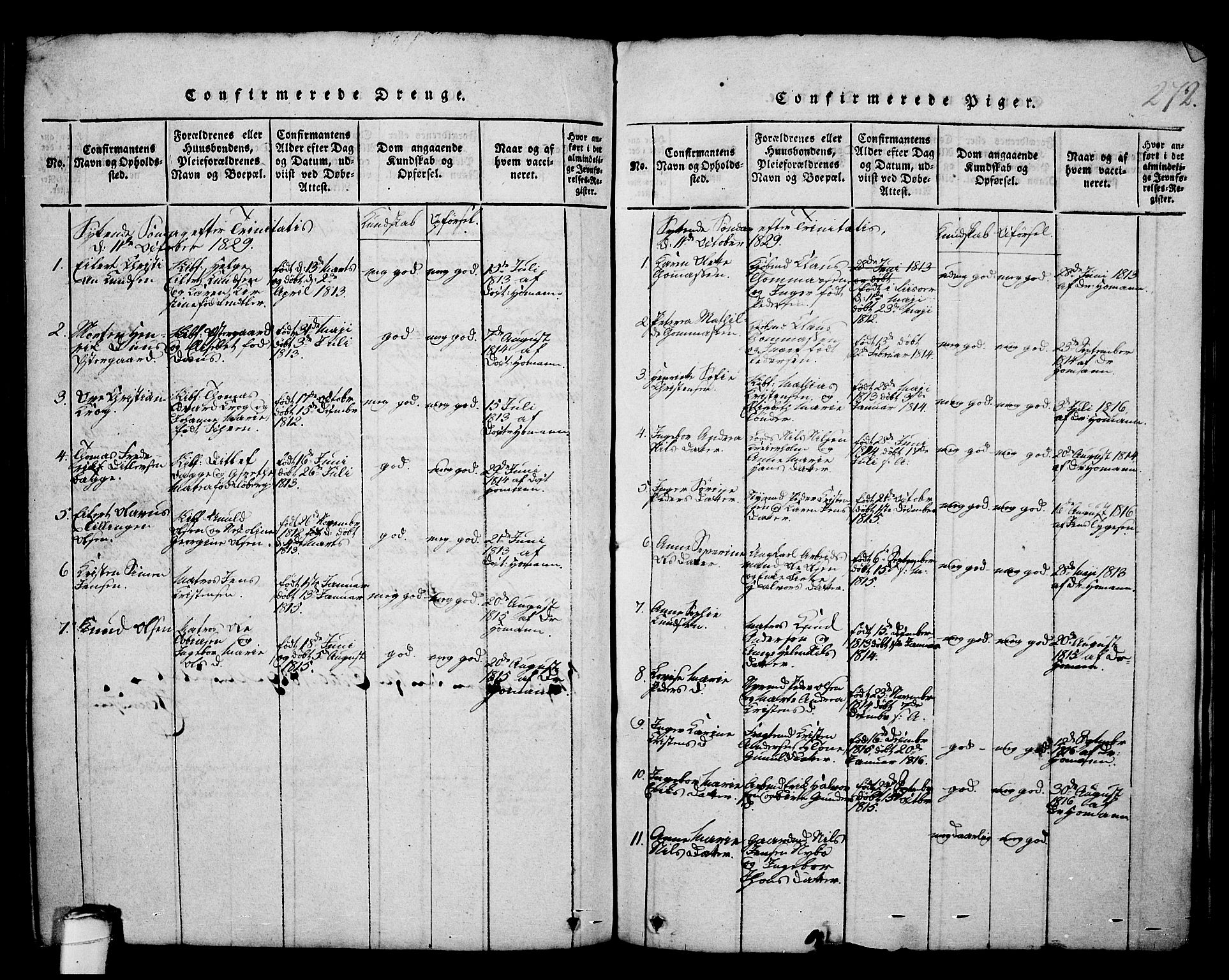 Kragerø kirkebøker, SAKO/A-278/G/Ga/L0002: Parish register (copy) no. 2, 1814-1831, p. 272