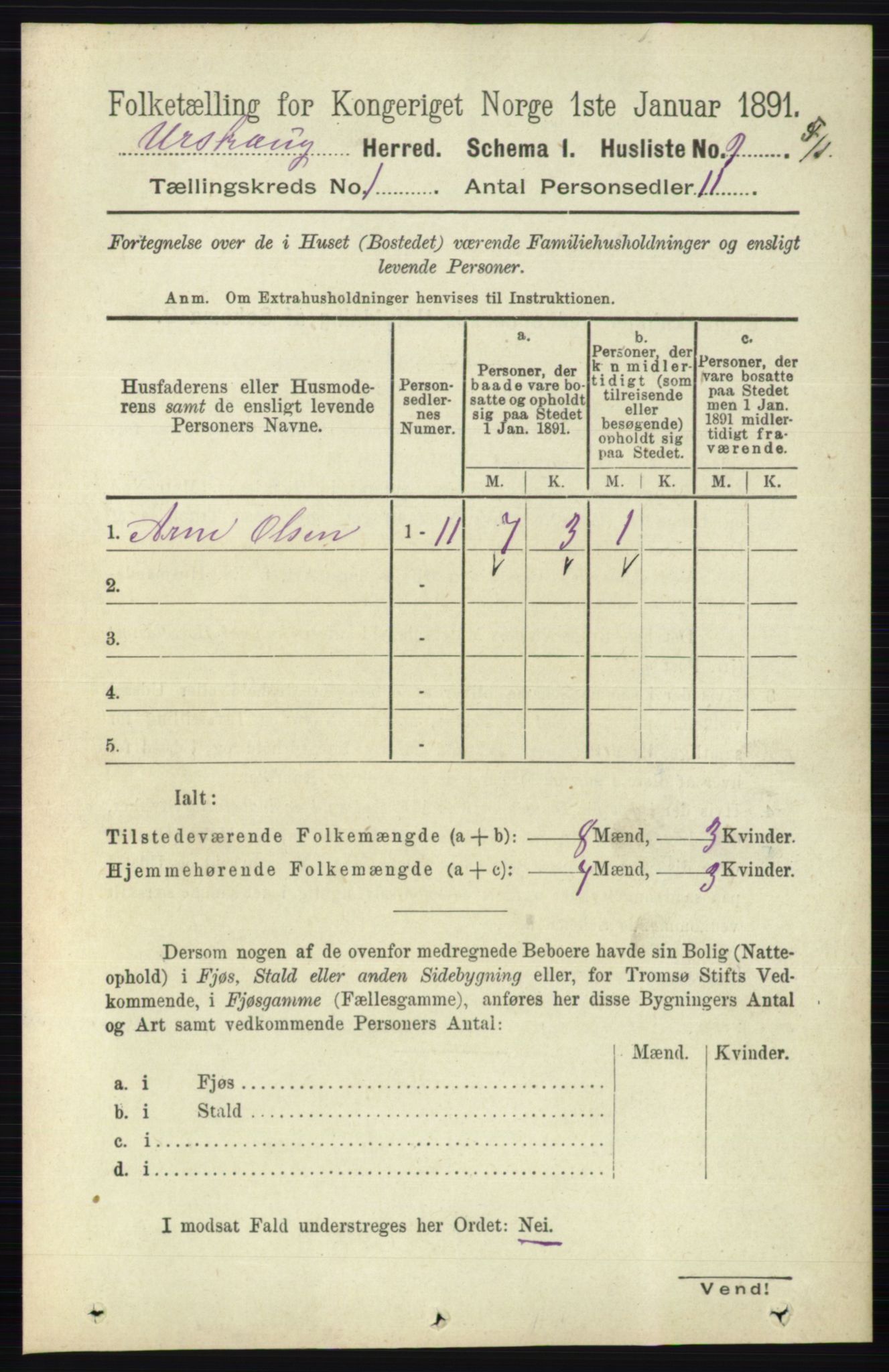 RA, 1891 census for 0224 Aurskog, 1891, p. 38