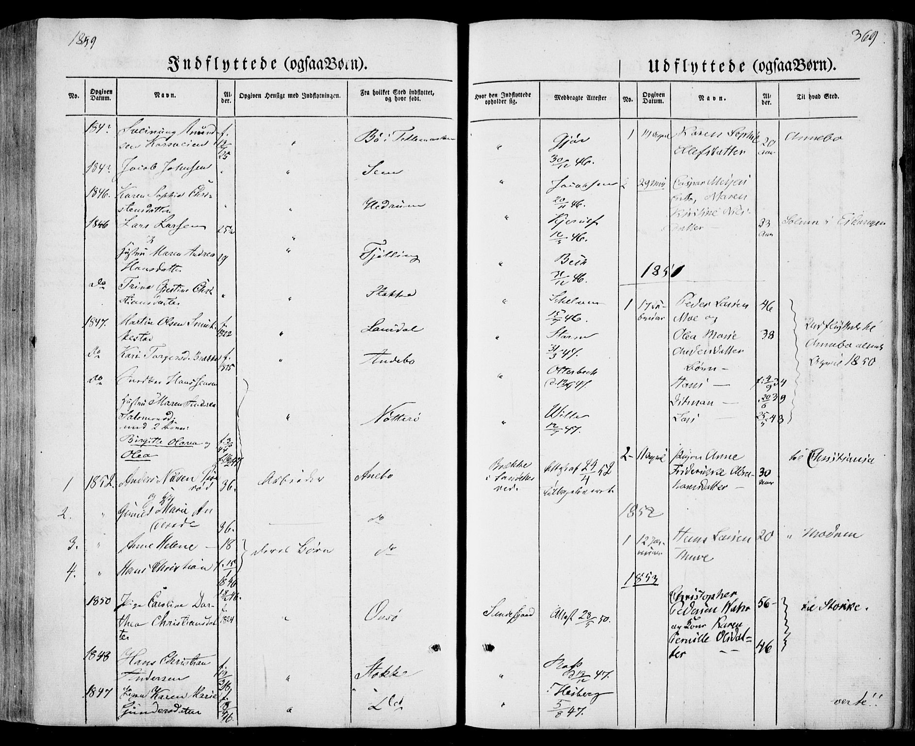 Sandar kirkebøker, AV/SAKO-A-243/F/Fa/L0006: Parish register (official) no. 6, 1847-1860, p. 369