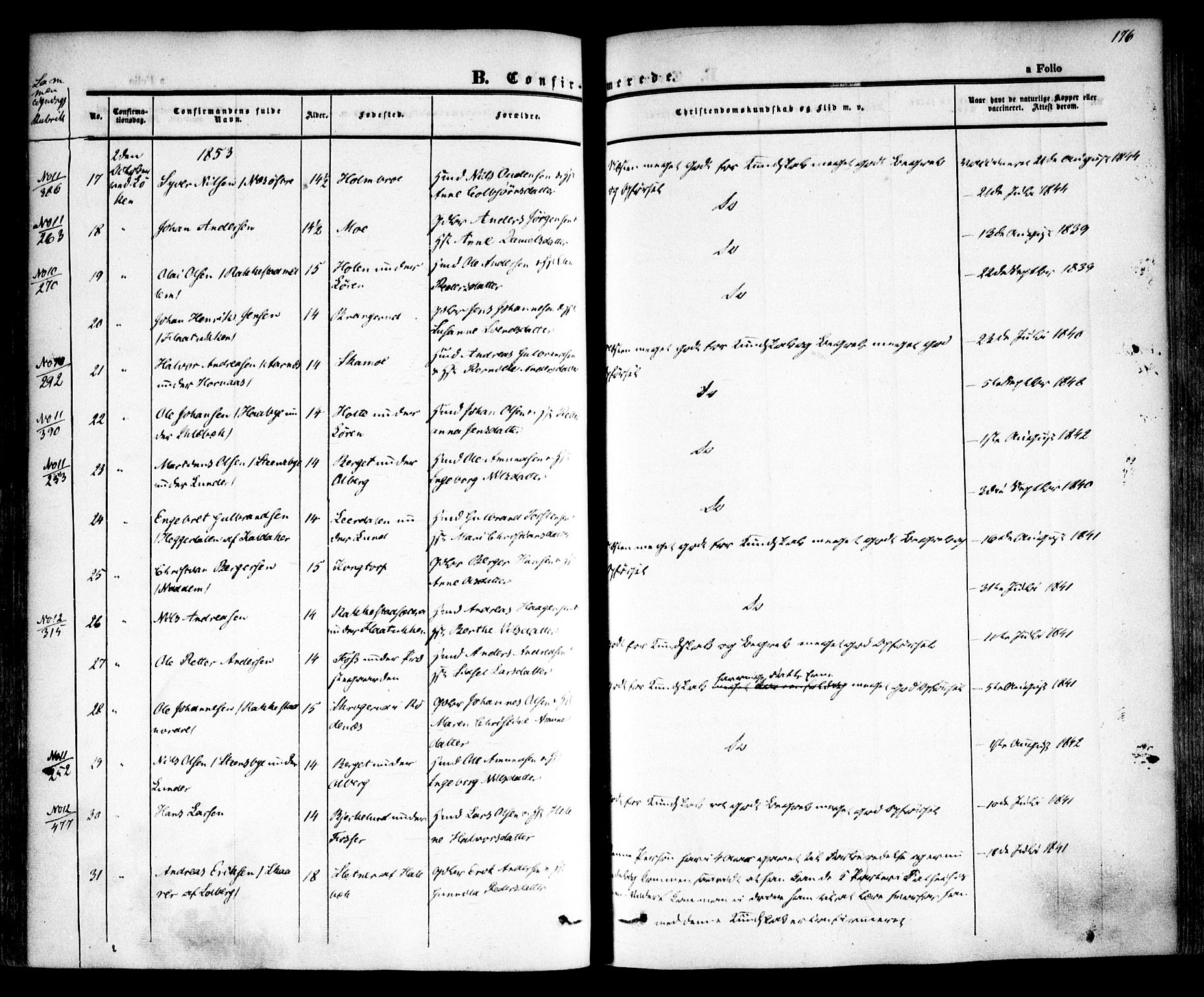 Høland prestekontor Kirkebøker, AV/SAO-A-10346a/F/Fa/L0009: Parish register (official) no. I 9, 1846-1853, p. 176