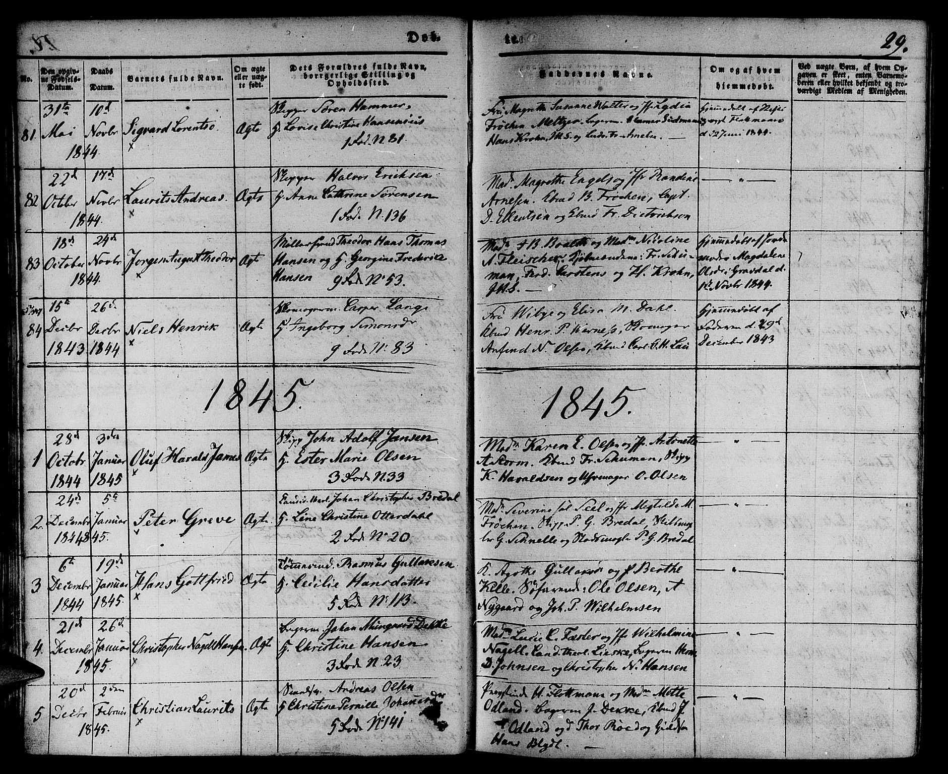 Nykirken Sokneprestembete, SAB/A-77101/H/Hab: Parish register (copy) no. B 1, 1842-1858, p. 29