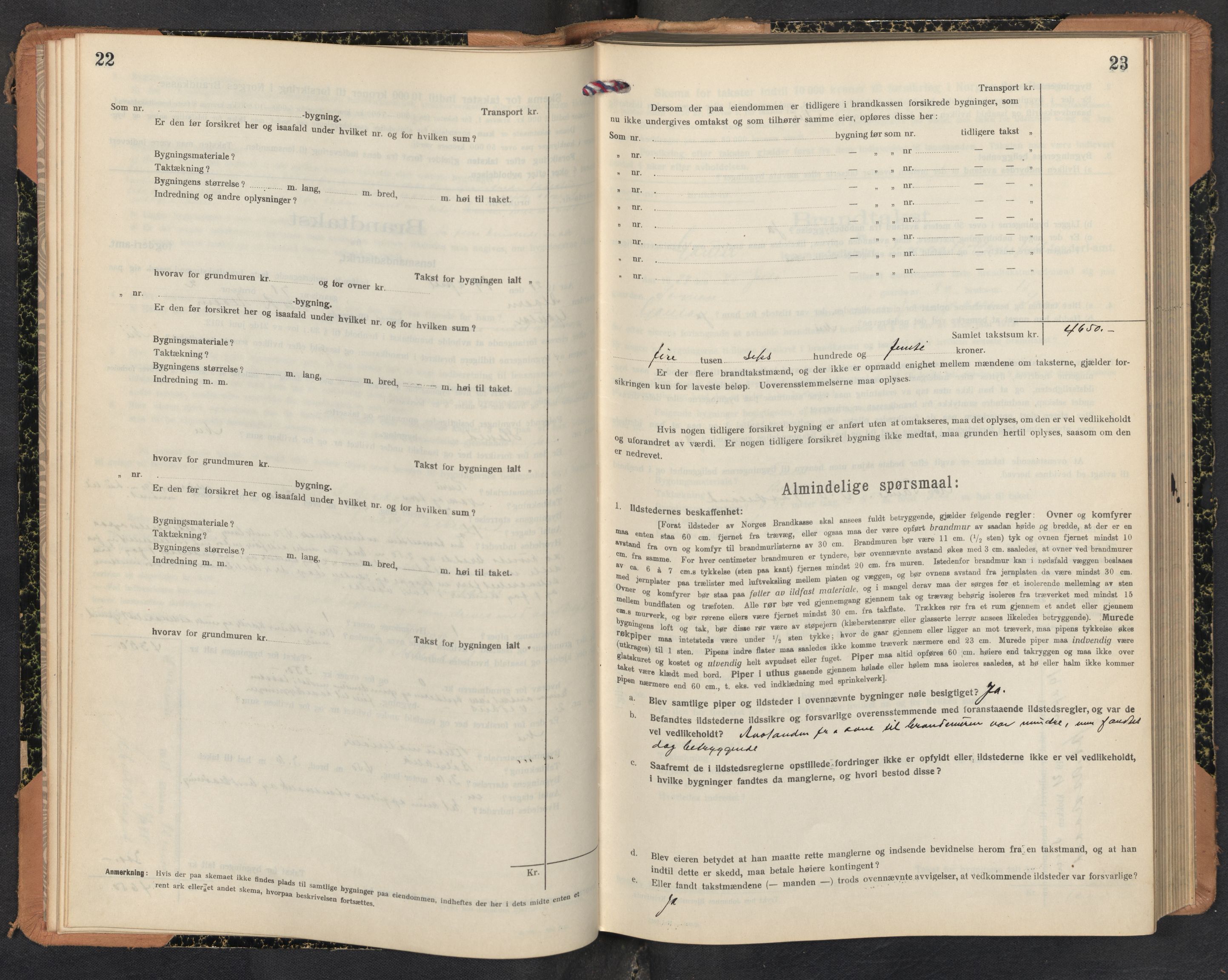 Lensmannen i Gaular, AV/SAB-A-27601/0012/L0006: Branntakstprotokoll, skjematakst, 1917-1943, p. 22-23