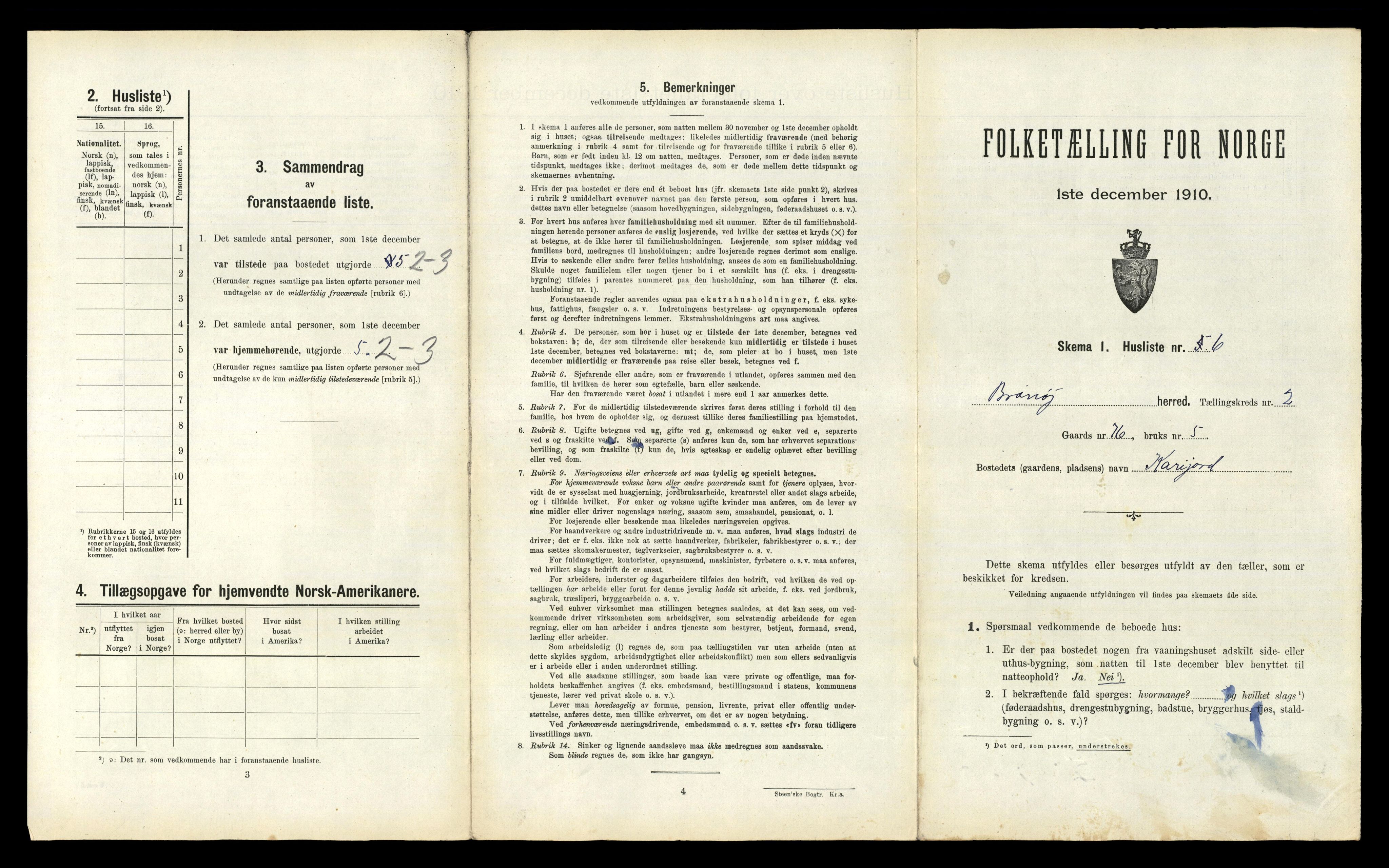 RA, 1910 census for Brønnøy, 1910, p. 135