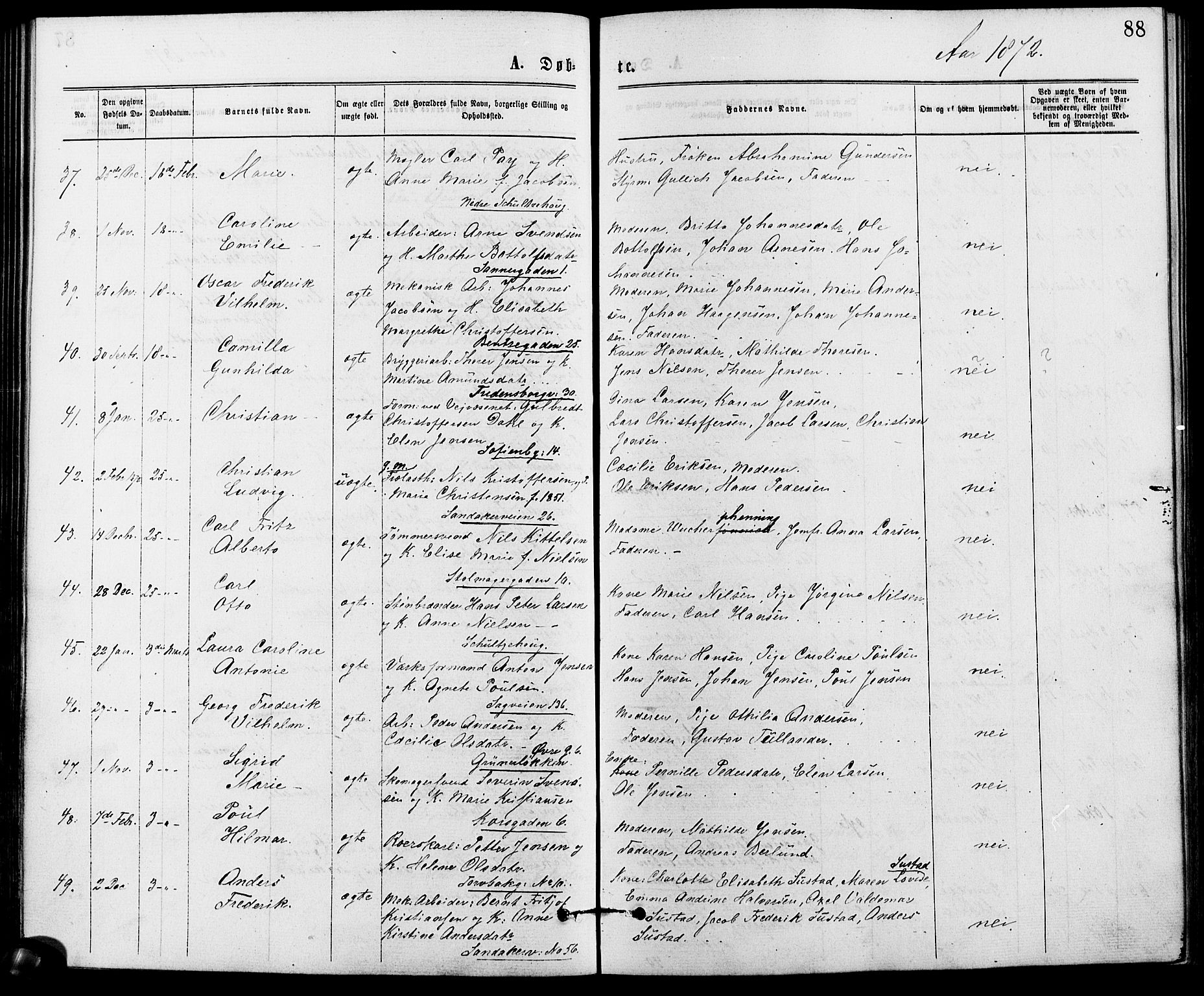 Gamle Aker prestekontor Kirkebøker, AV/SAO-A-10617a/G/L0003: Parish register (copy) no. 3, 1869-1874, p. 88