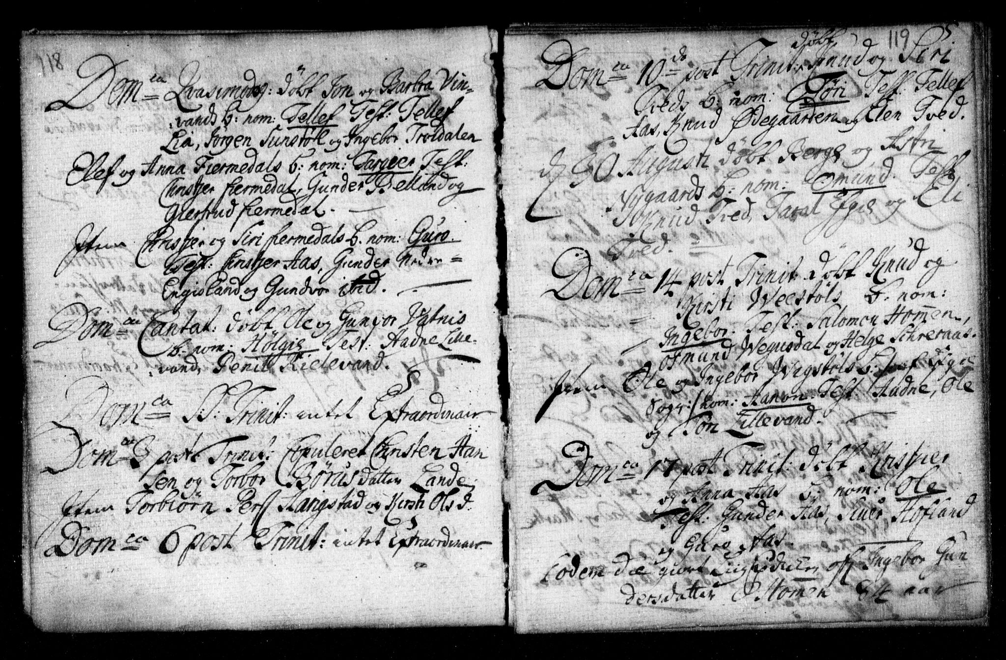 Herefoss sokneprestkontor, SAK/1111-0019/F/Fa/Fab/L0001: Parish register (official) no. A 1, 1704-1779, p. 118-119