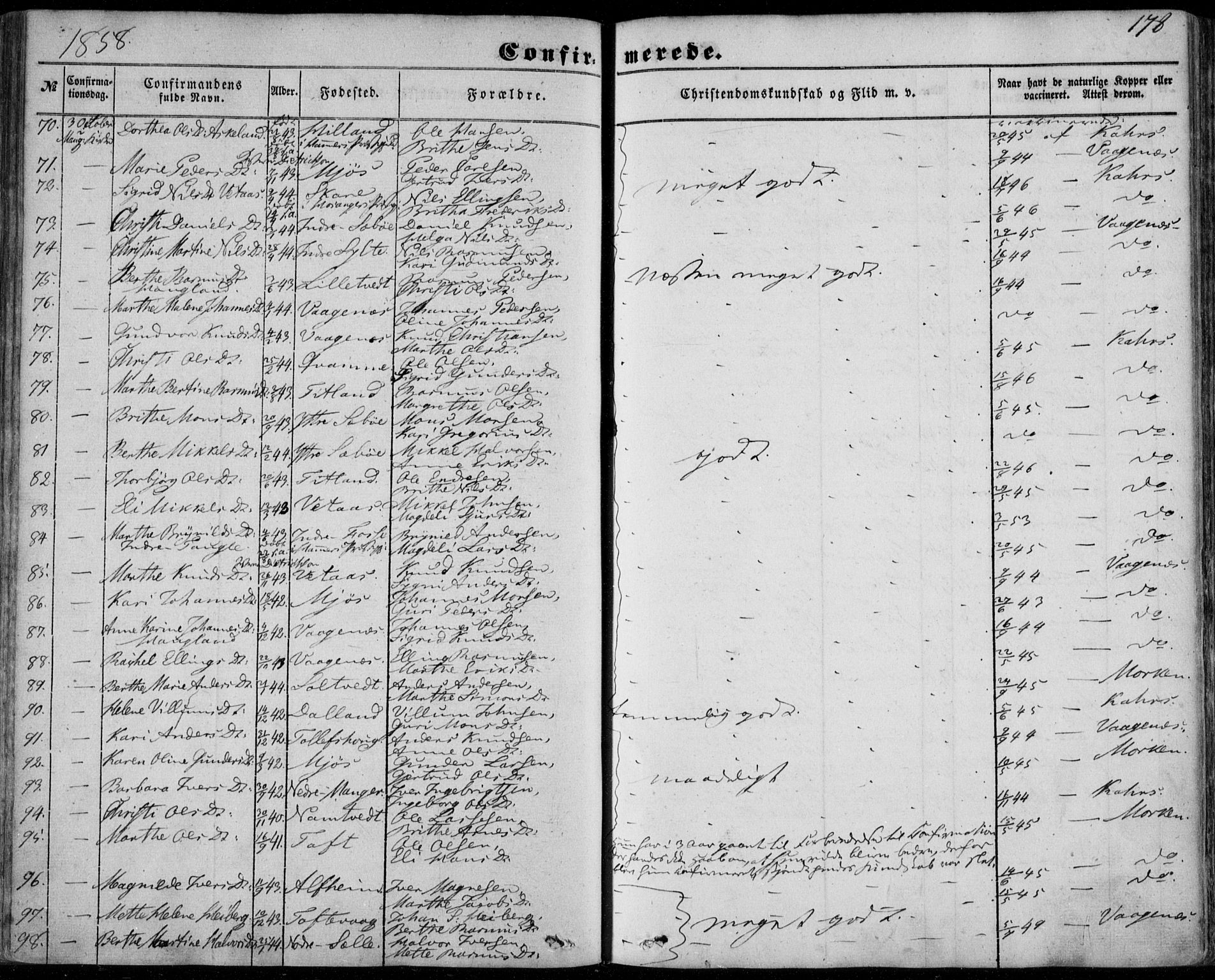 Manger sokneprestembete, AV/SAB-A-76801/H/Haa: Parish register (official) no. A 6, 1849-1859, p. 178