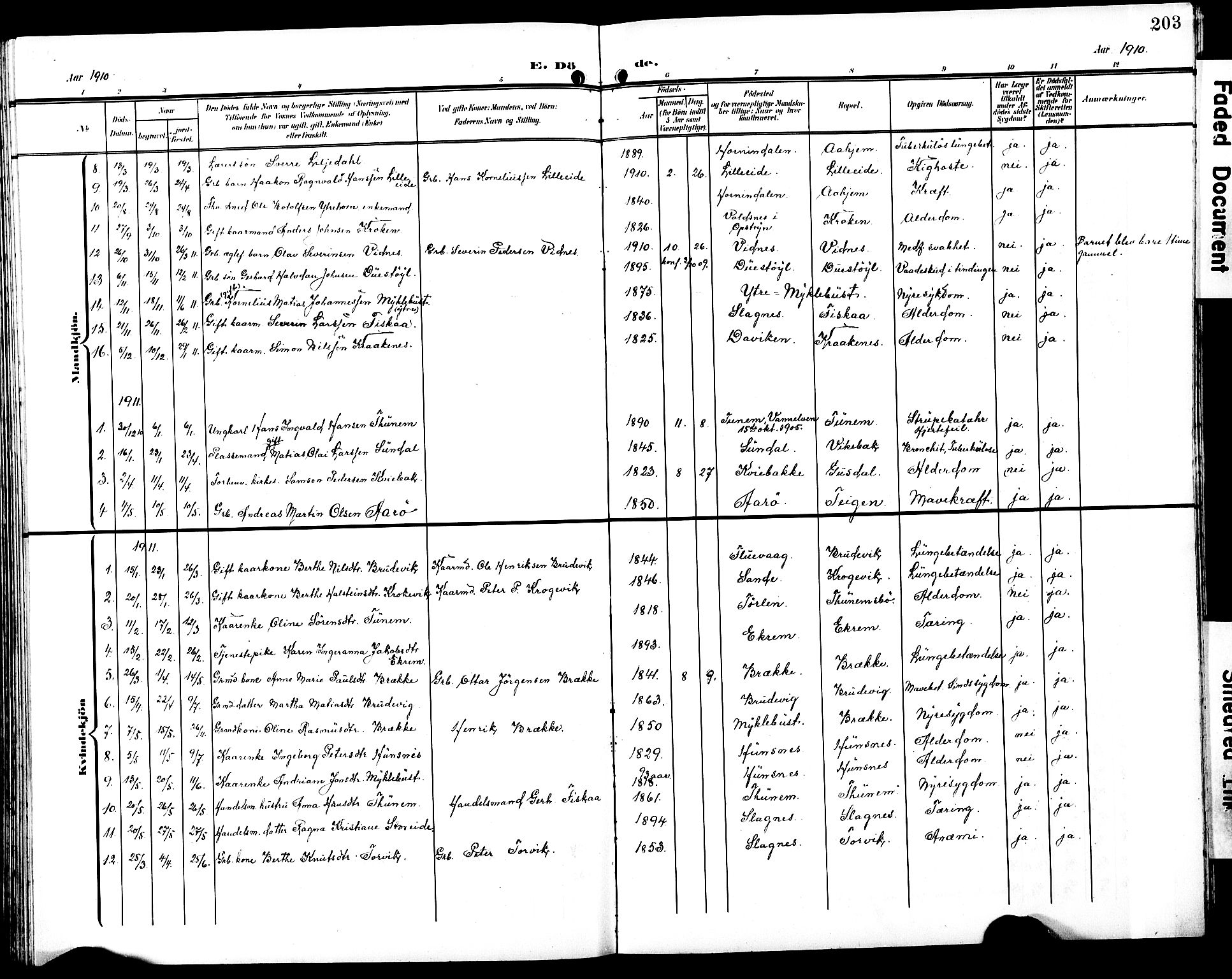 Ministerialprotokoller, klokkerbøker og fødselsregistre - Møre og Romsdal, AV/SAT-A-1454/501/L0018: Parish register (copy) no. 501C04, 1902-1930, p. 203