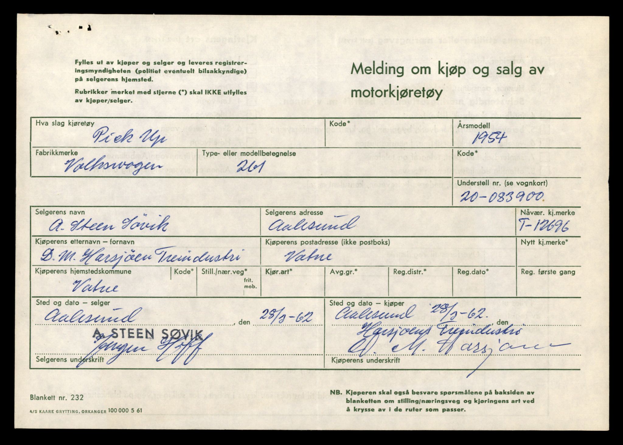 Møre og Romsdal vegkontor - Ålesund trafikkstasjon, AV/SAT-A-4099/F/Fe/L0035: Registreringskort for kjøretøy T 12653 - T 12829, 1927-1998, p. 878