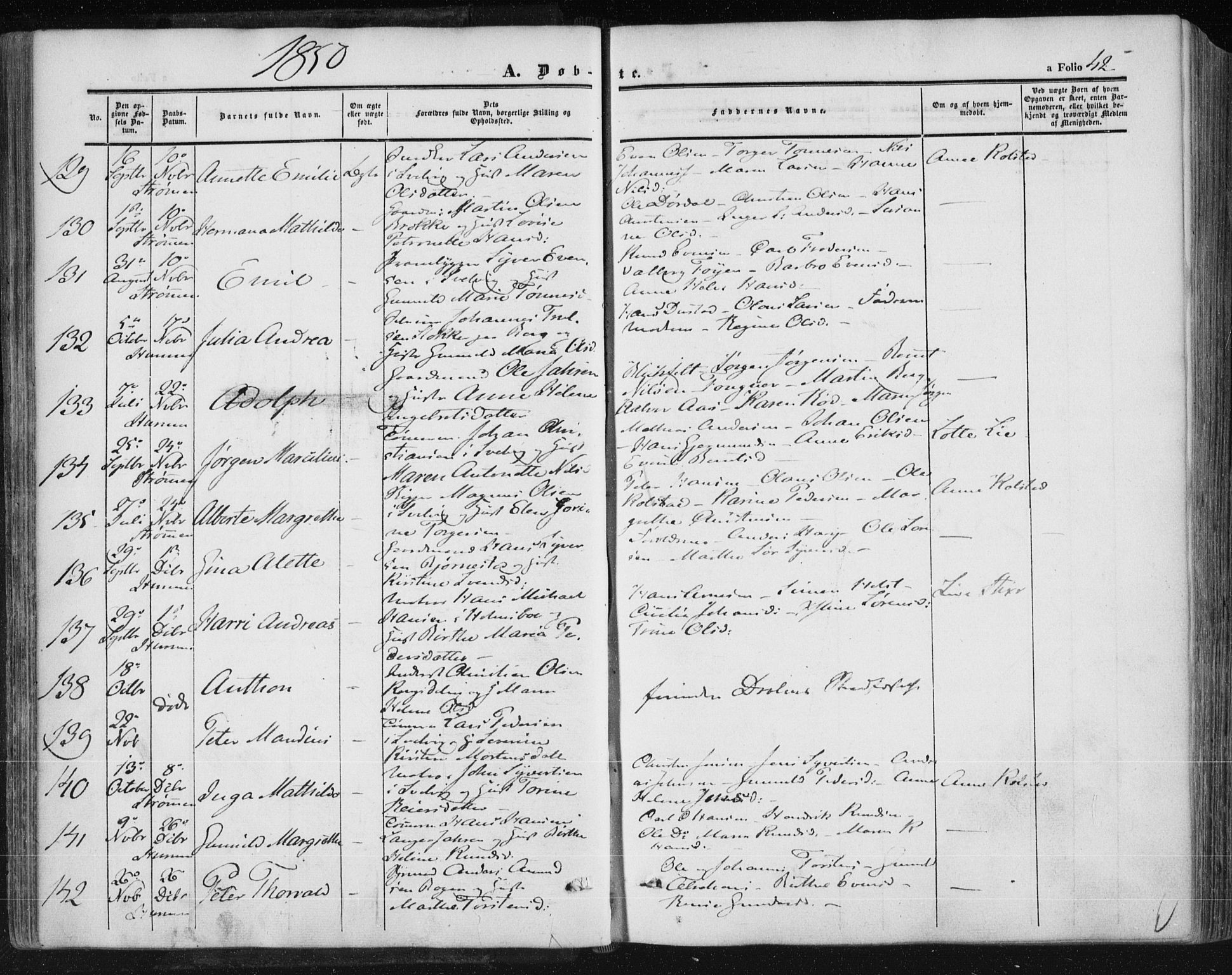 Hurum kirkebøker, AV/SAKO-A-229/F/Fa/L0011: Parish register (official) no. 11, 1847-1860, p. 42