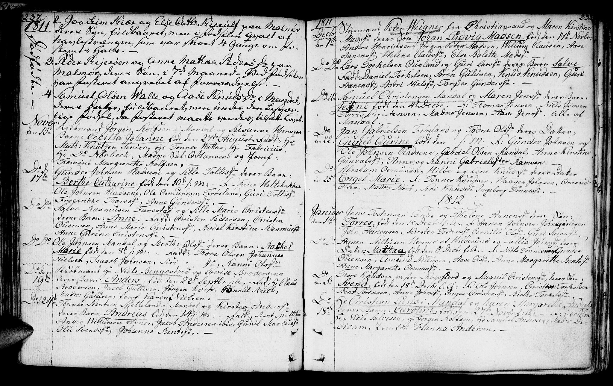 Mandal sokneprestkontor, SAK/1111-0030/F/Fa/Faa/L0008: Parish register (official) no. A 8, 1794-1817, p. 237-238