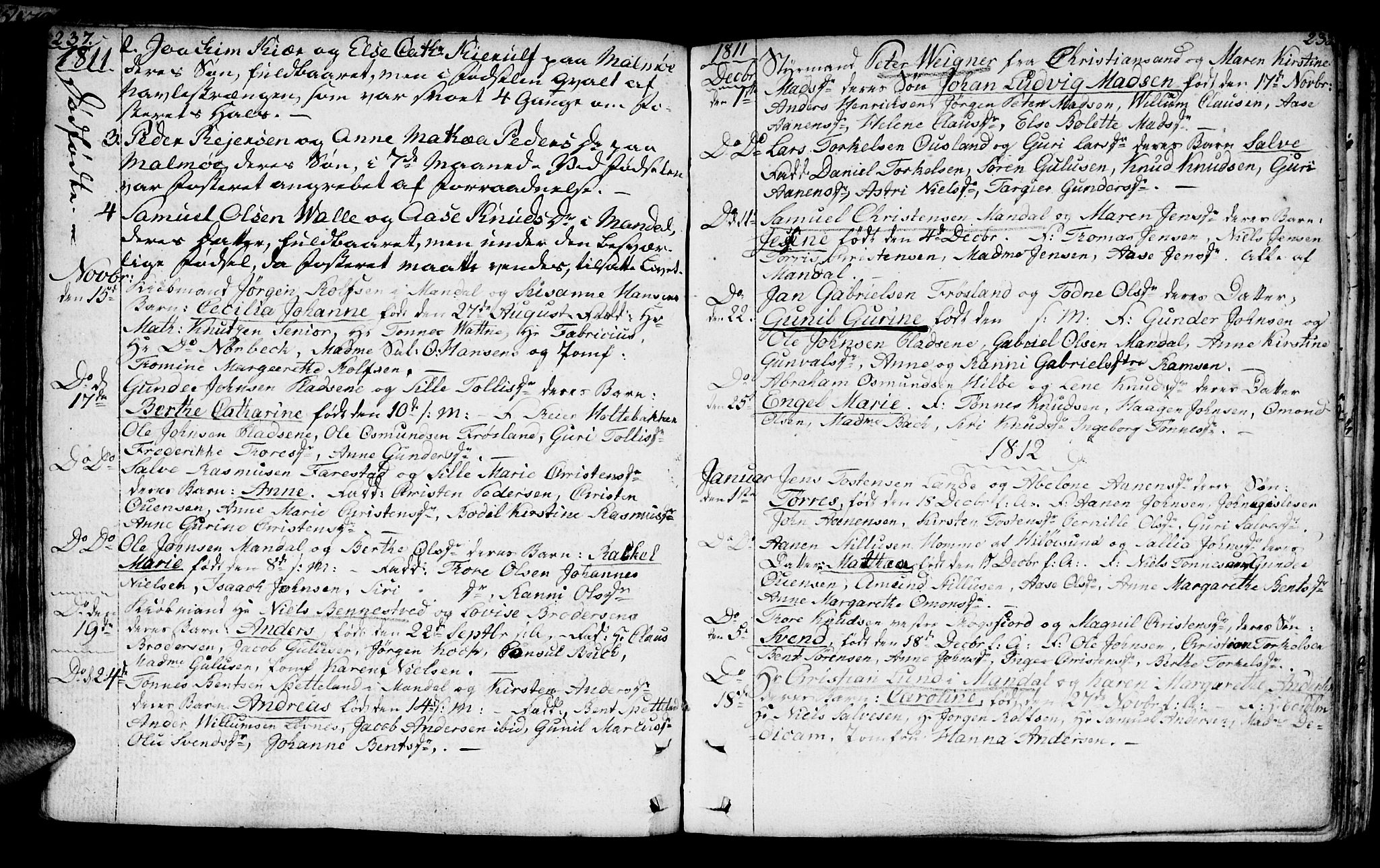 Mandal sokneprestkontor, AV/SAK-1111-0030/F/Fa/Faa/L0008: Parish register (official) no. A 8, 1794-1817, p. 237-238