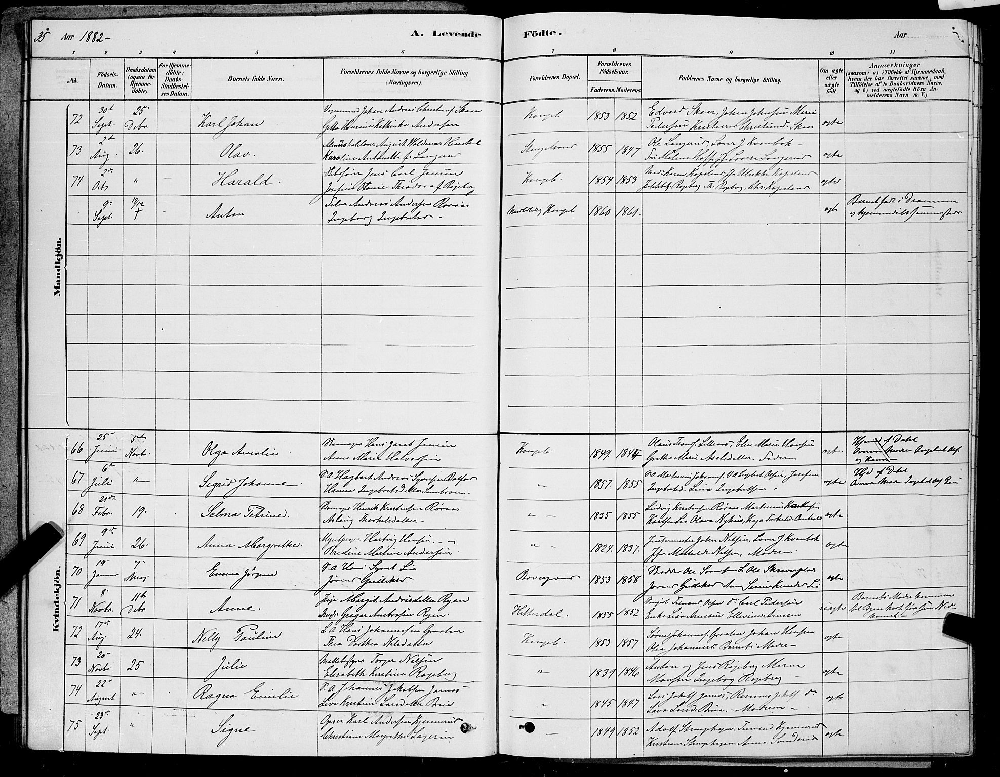 Kongsberg kirkebøker, SAKO/A-22/G/Ga/L0005: Parish register (copy) no. 5, 1878-1889, p. 35