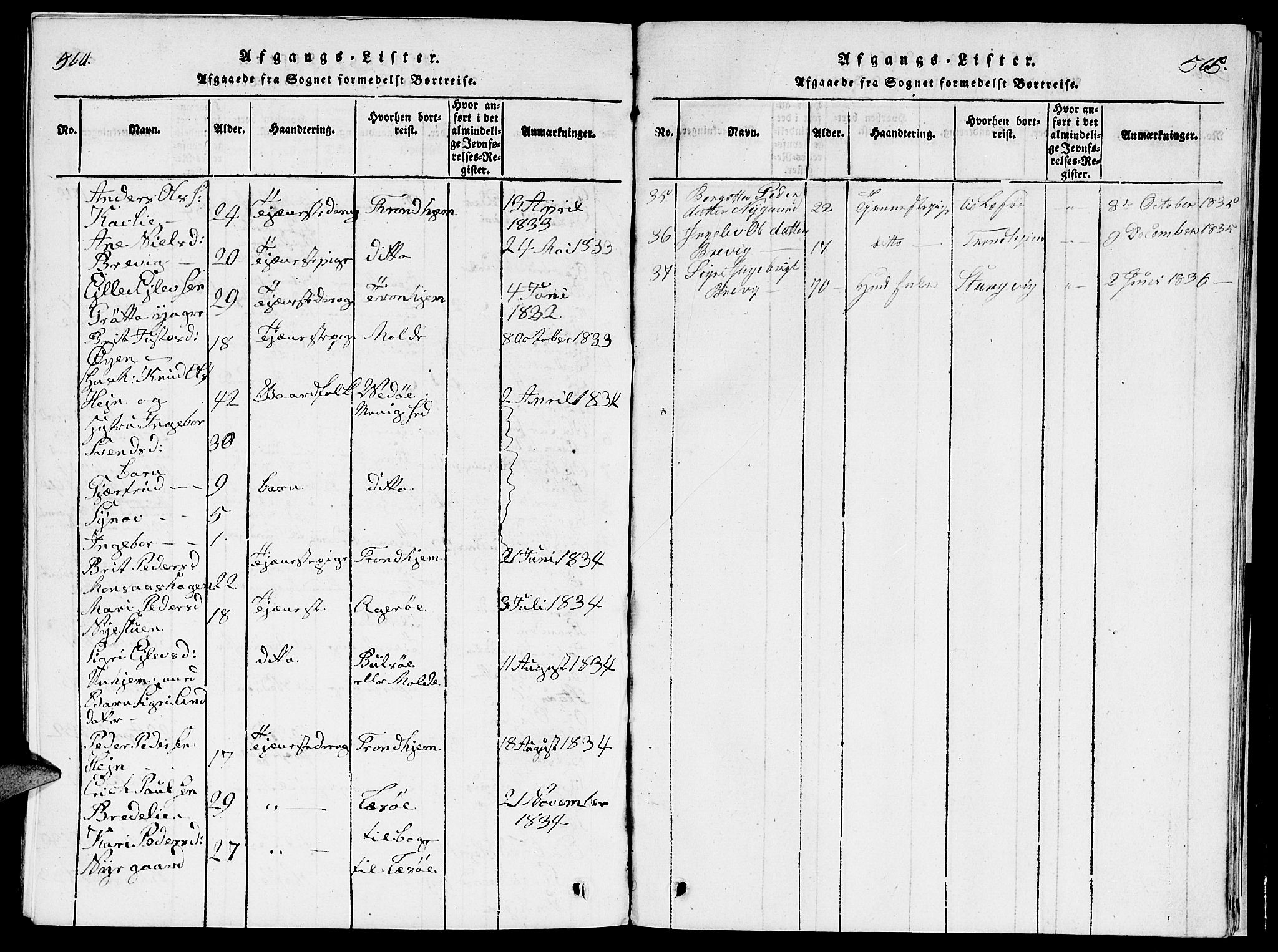 Ministerialprotokoller, klokkerbøker og fødselsregistre - Møre og Romsdal, SAT/A-1454/545/L0587: Parish register (copy) no. 545C01, 1818-1836, p. 504-505