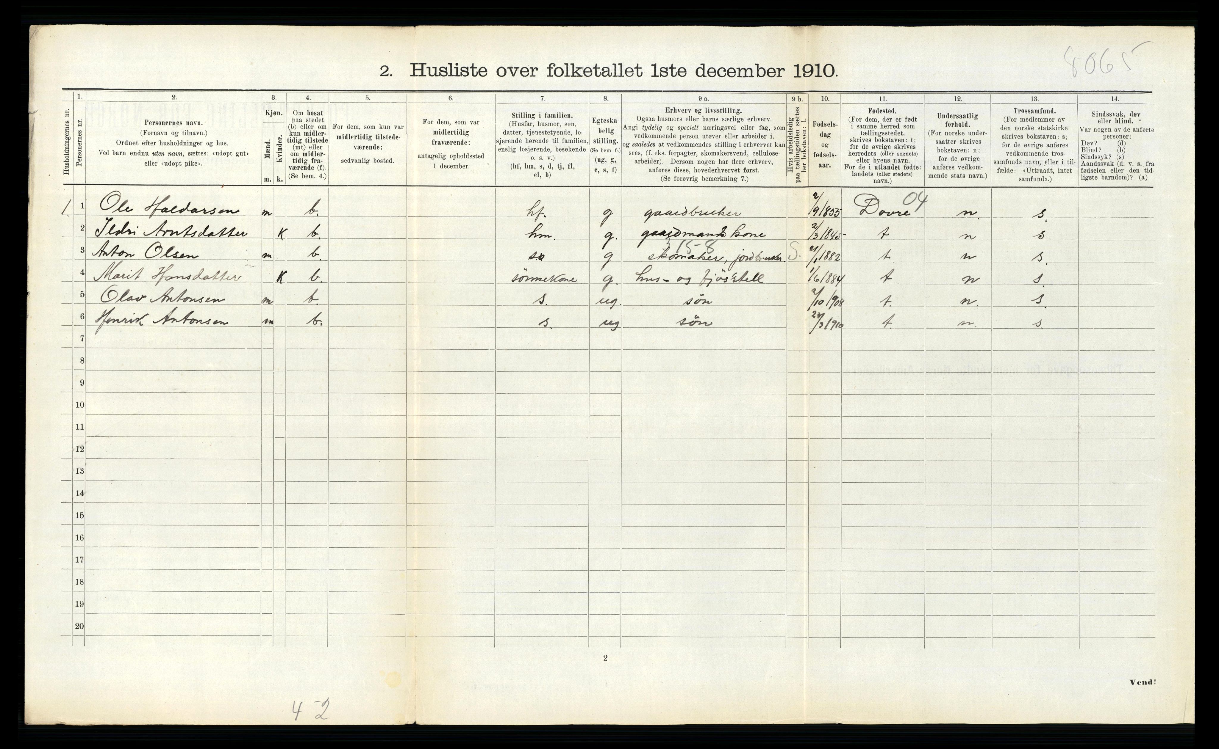 RA, 1910 census for Oppdal, 1910, p. 564