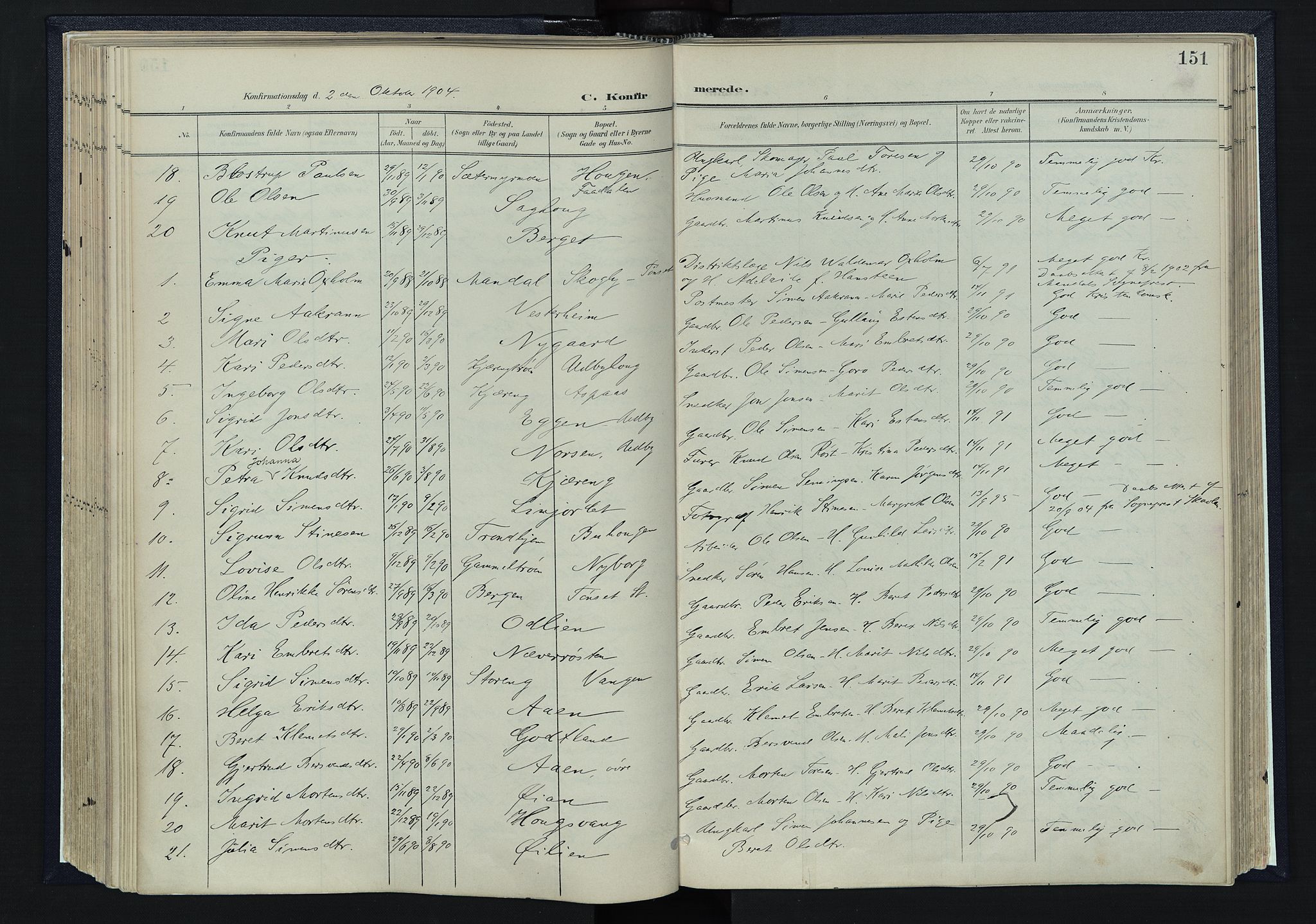 Tynset prestekontor, SAH/PREST-058/H/Ha/Haa/L0025: Parish register (official) no. 25, 1900-1914, p. 151