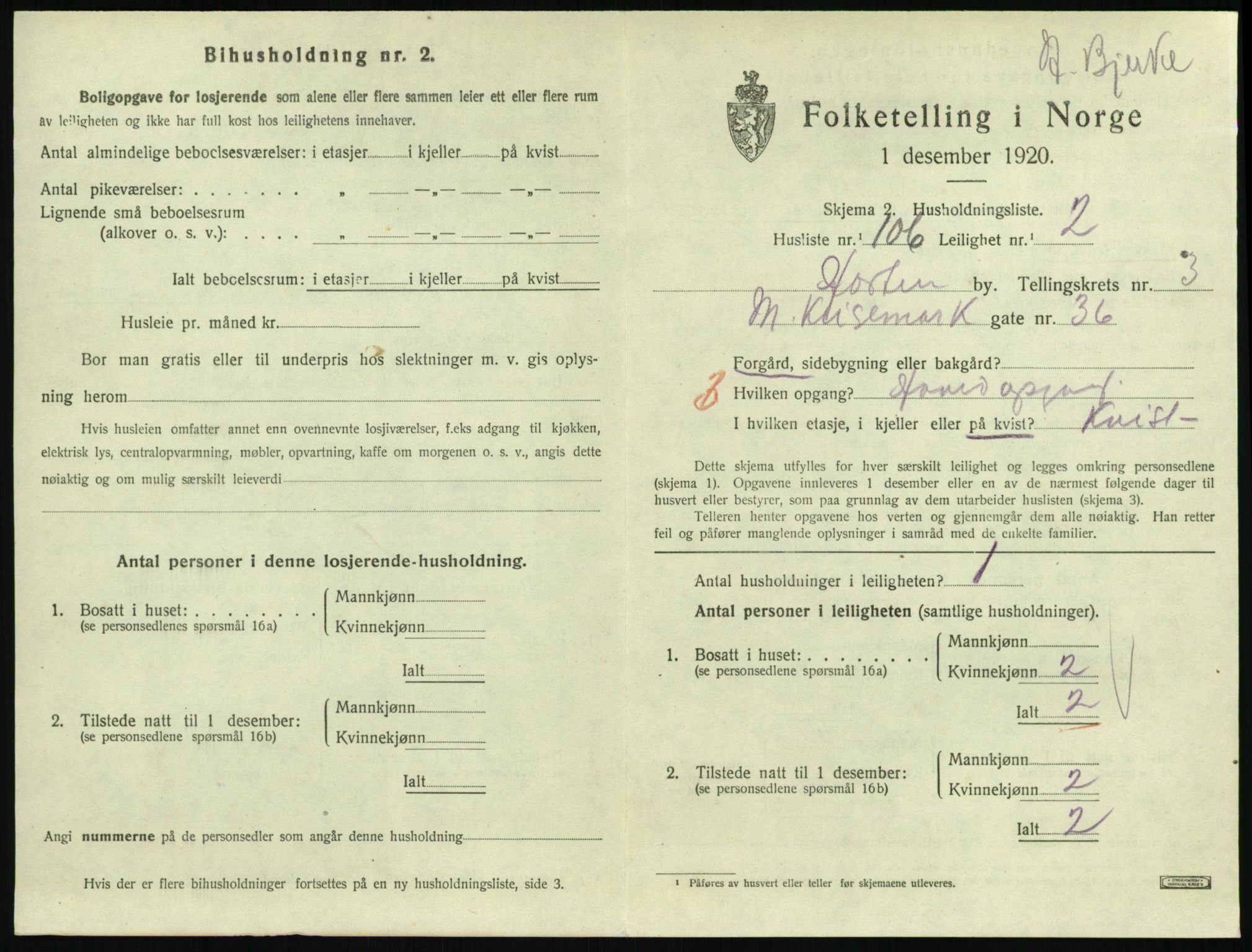 SAKO, 1920 census for Horten, 1920, p. 4489