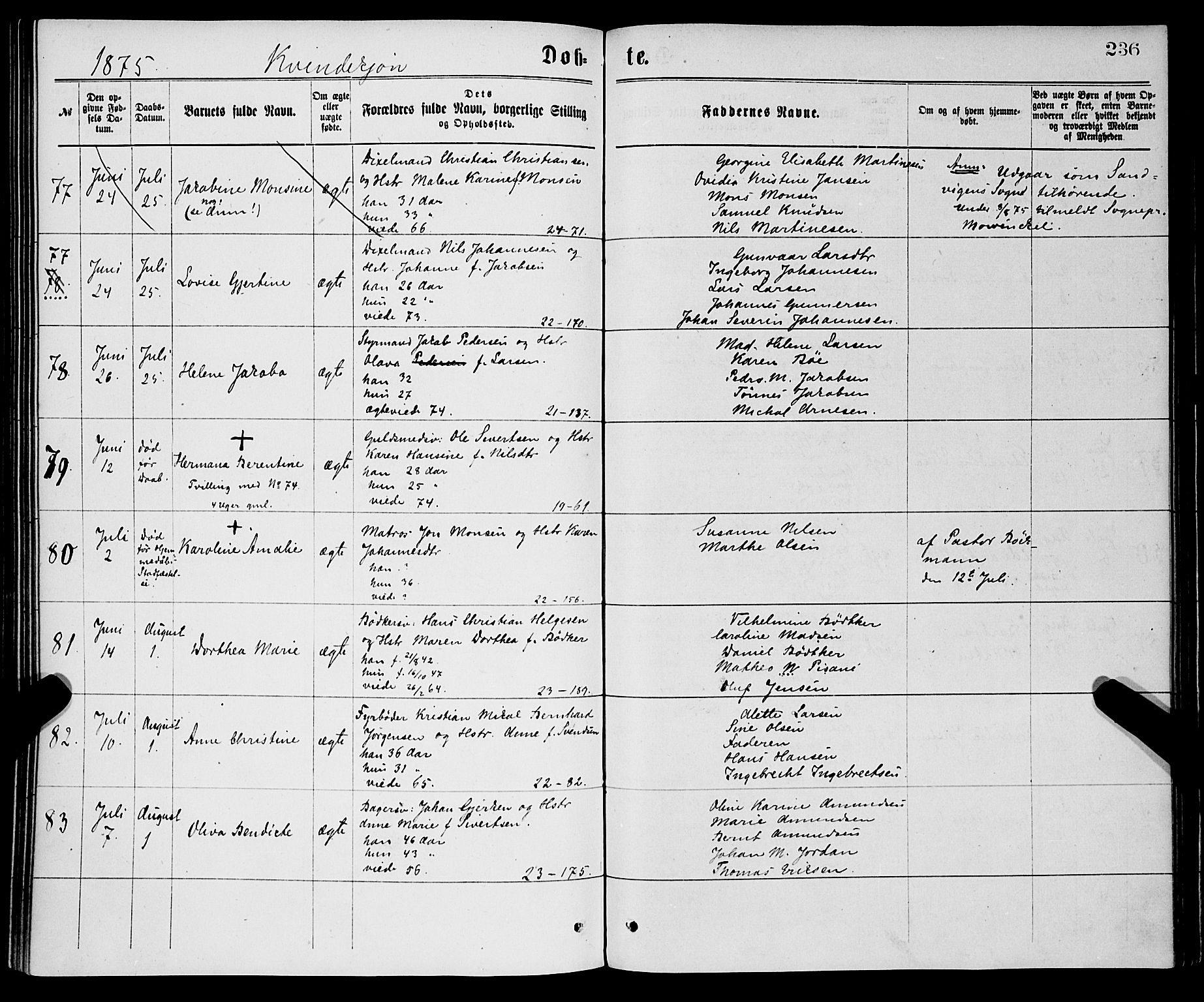 Korskirken sokneprestembete, AV/SAB-A-76101/H/Haa/L0020: Parish register (official) no. B 6, 1871-1878, p. 236