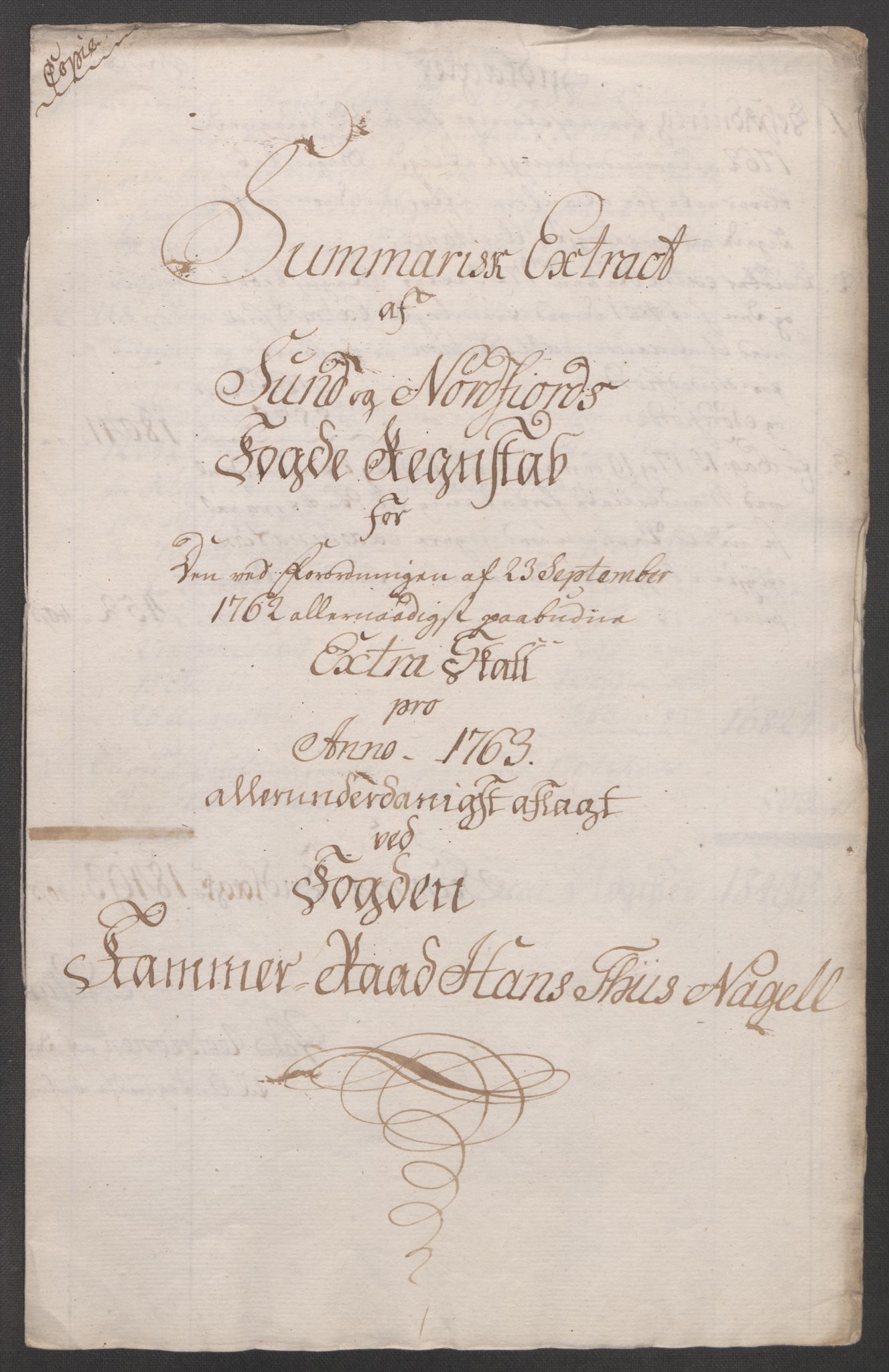 Rentekammeret inntil 1814, Reviderte regnskaper, Fogderegnskap, AV/RA-EA-4092/R53/L3550: Ekstraskatten Sunn- og Nordfjord, 1762-1771, p. 43