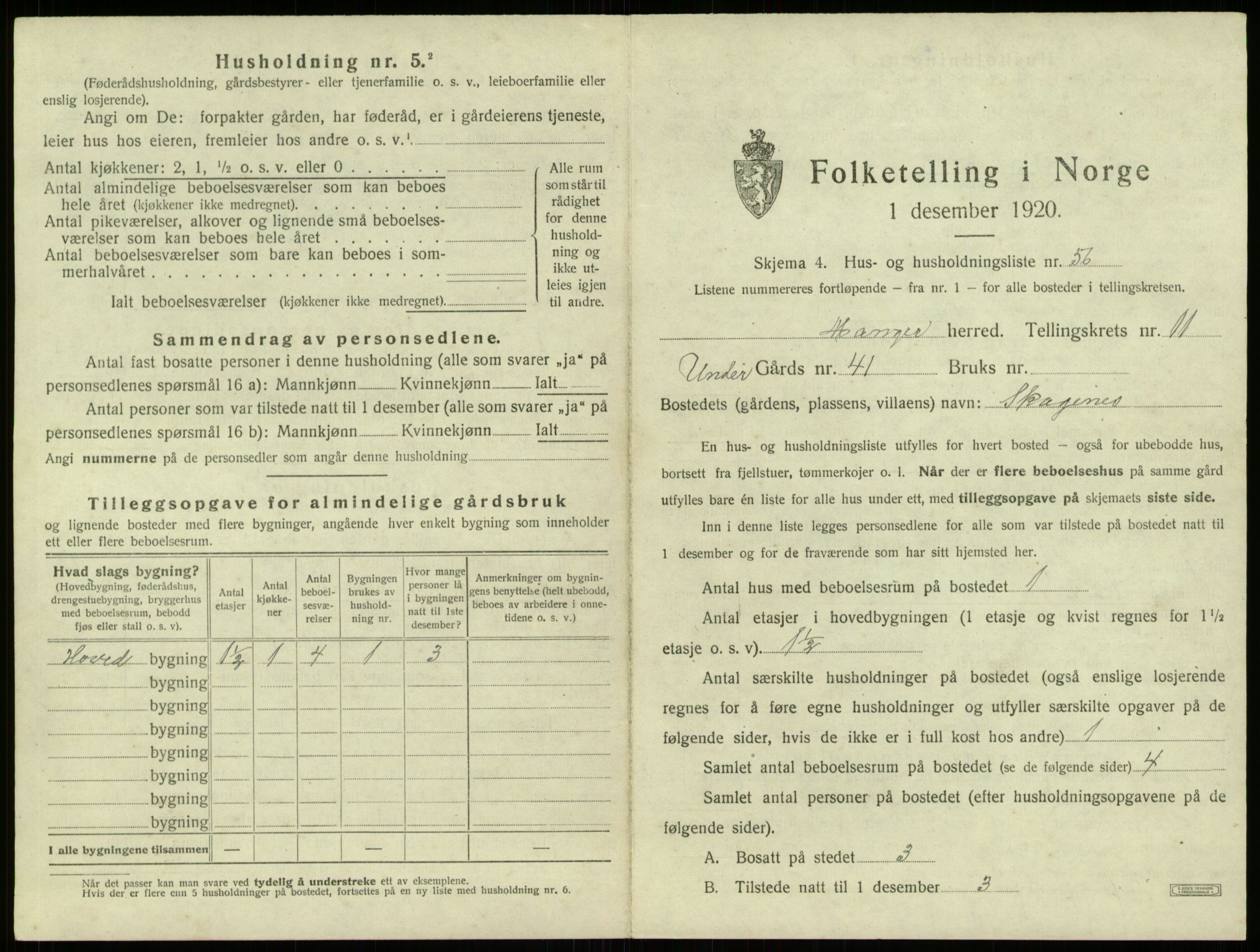 SAB, 1920 census for Manger, 1920, p. 970