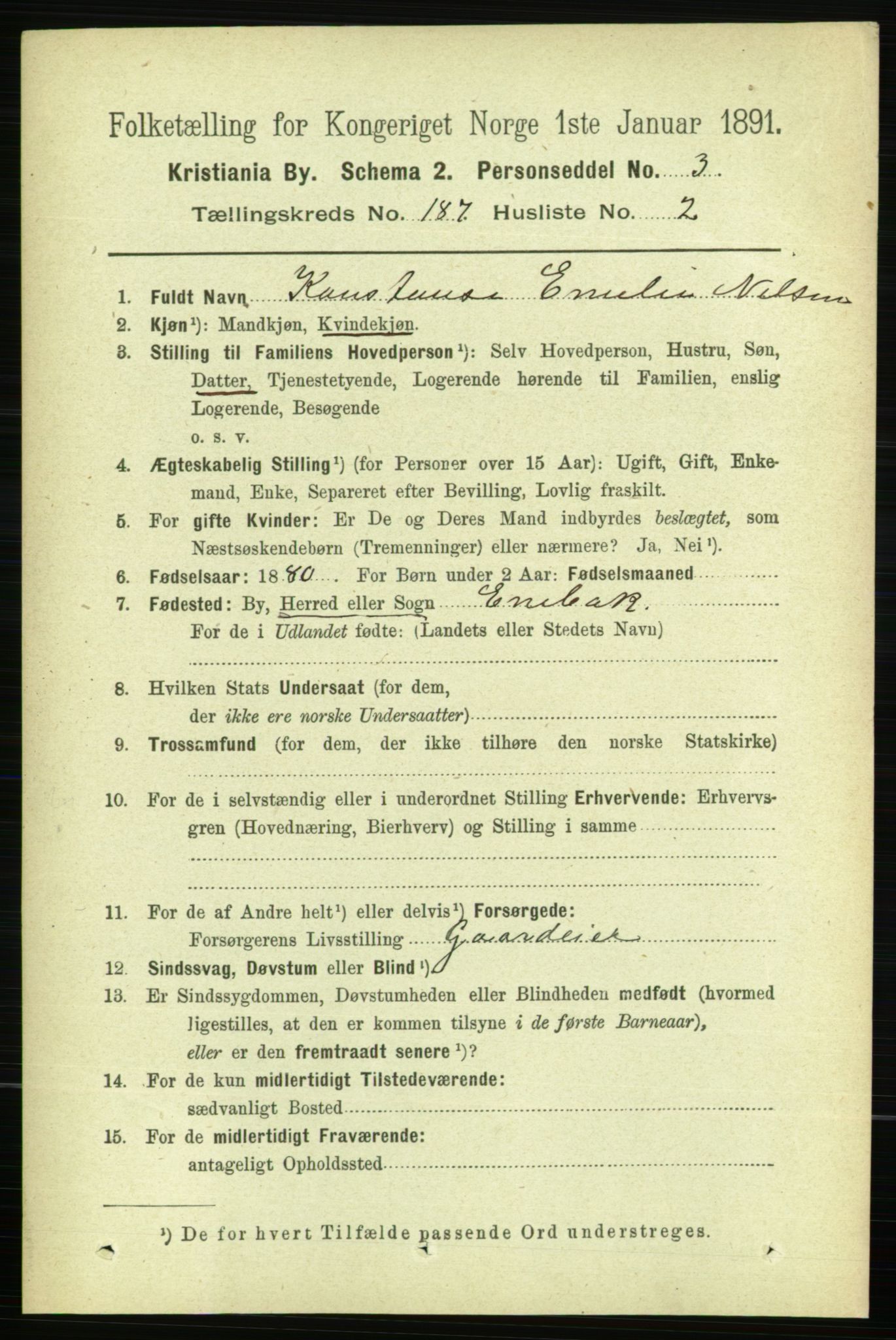 RA, 1891 census for 0301 Kristiania, 1891, p. 111989