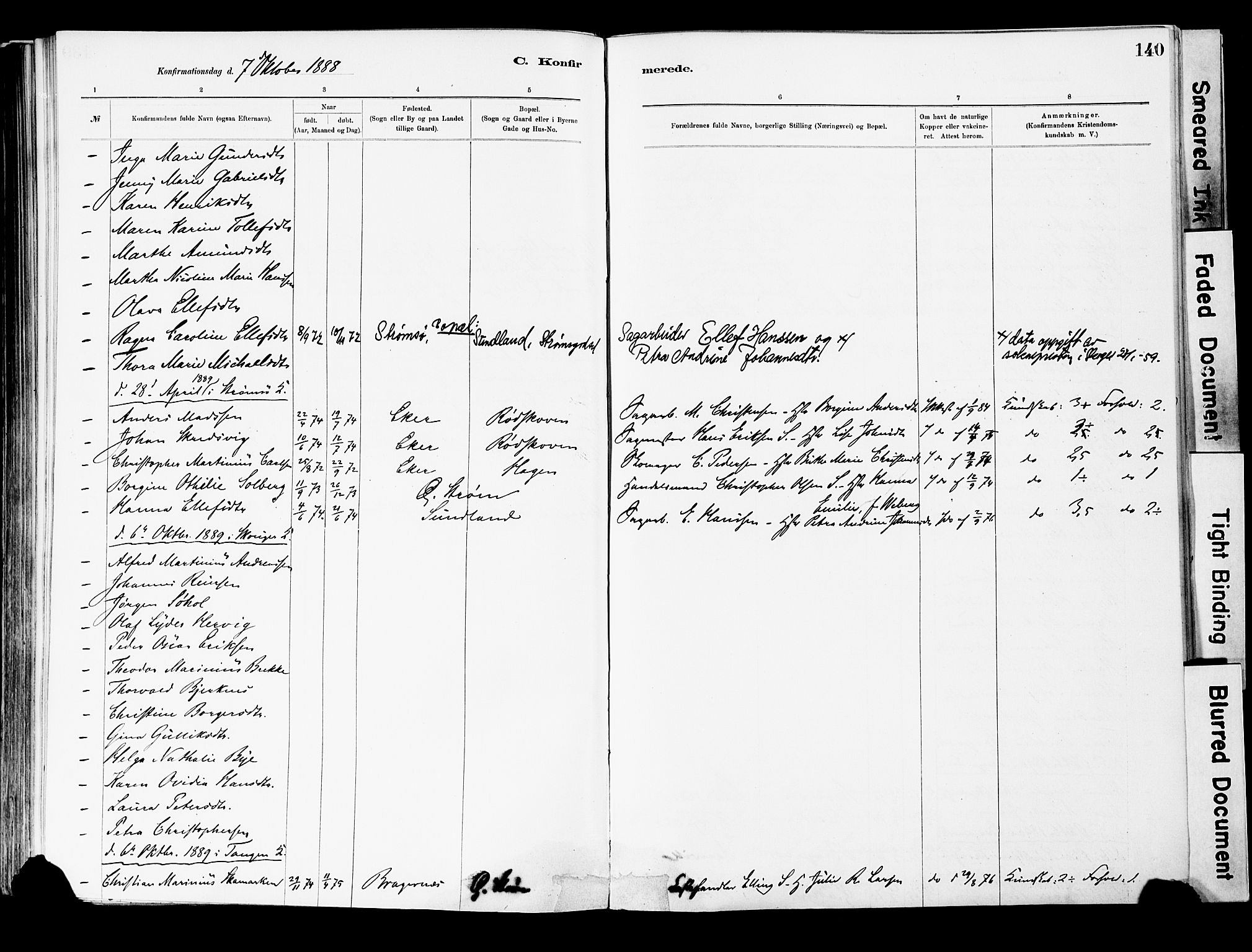 Strømsgodset kirkebøker, AV/SAKO-A-324/F/Fa/L0001: Parish register (official) no. 1, 1885-1909, p. 140