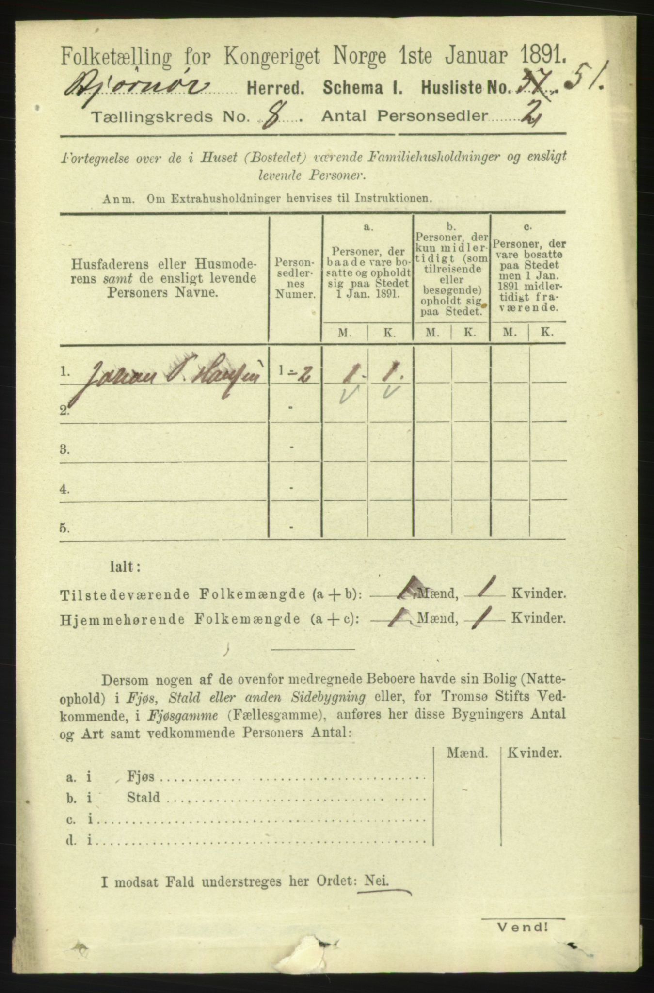 RA, 1891 census for 1632 Bjørnør, 1891, p. 3374