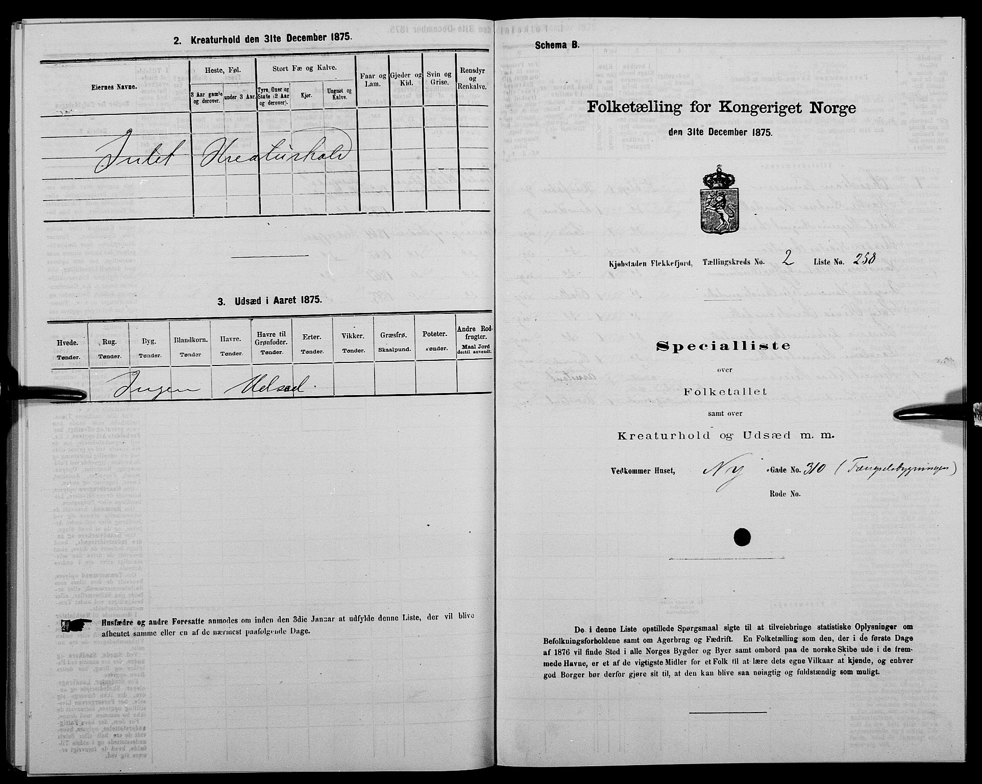 SAK, 1875 census for 1004B Flekkefjord/Flekkefjord, 1875, p. 382