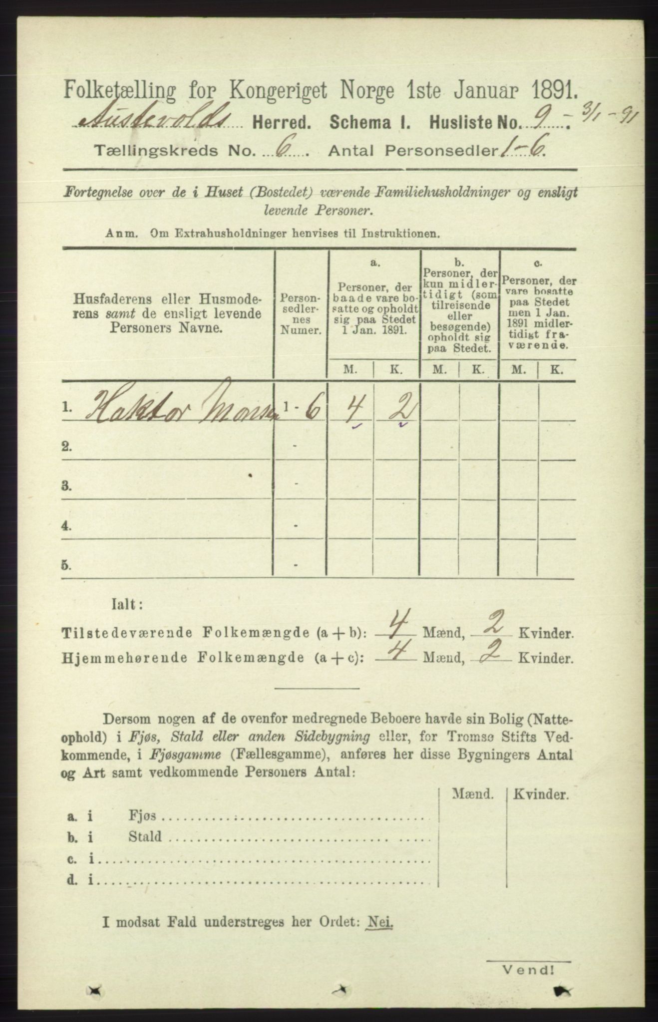 RA, 1891 census for 1244 Austevoll, 1891, p. 2526