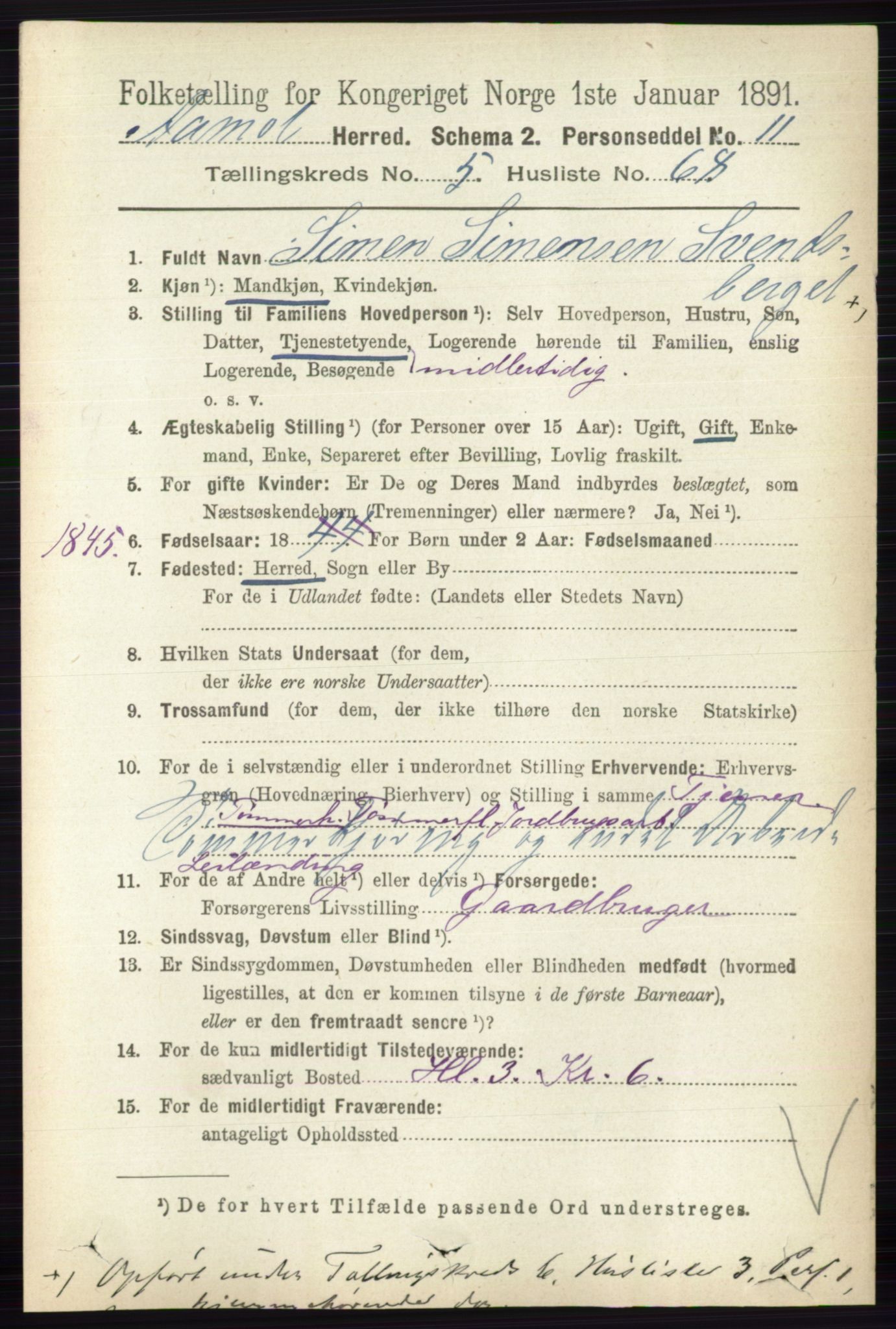 RA, 1891 census for 0429 Åmot, 1891, p. 2729