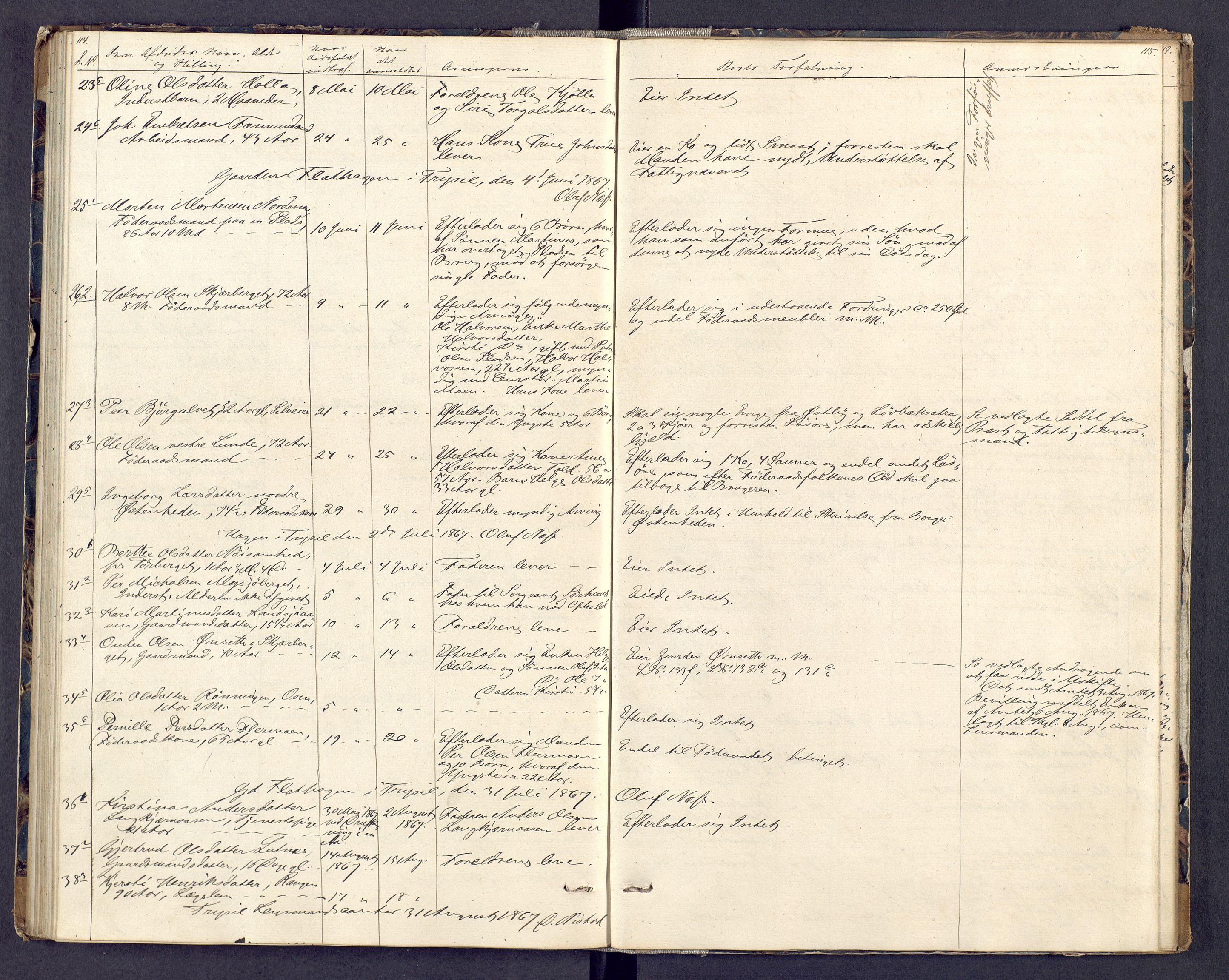 Sør-Østerdal sorenskriveri, SAH/TING-018/J/Jg/L0006: Dødsfallsjournal, 1853-1869, p. 114-115