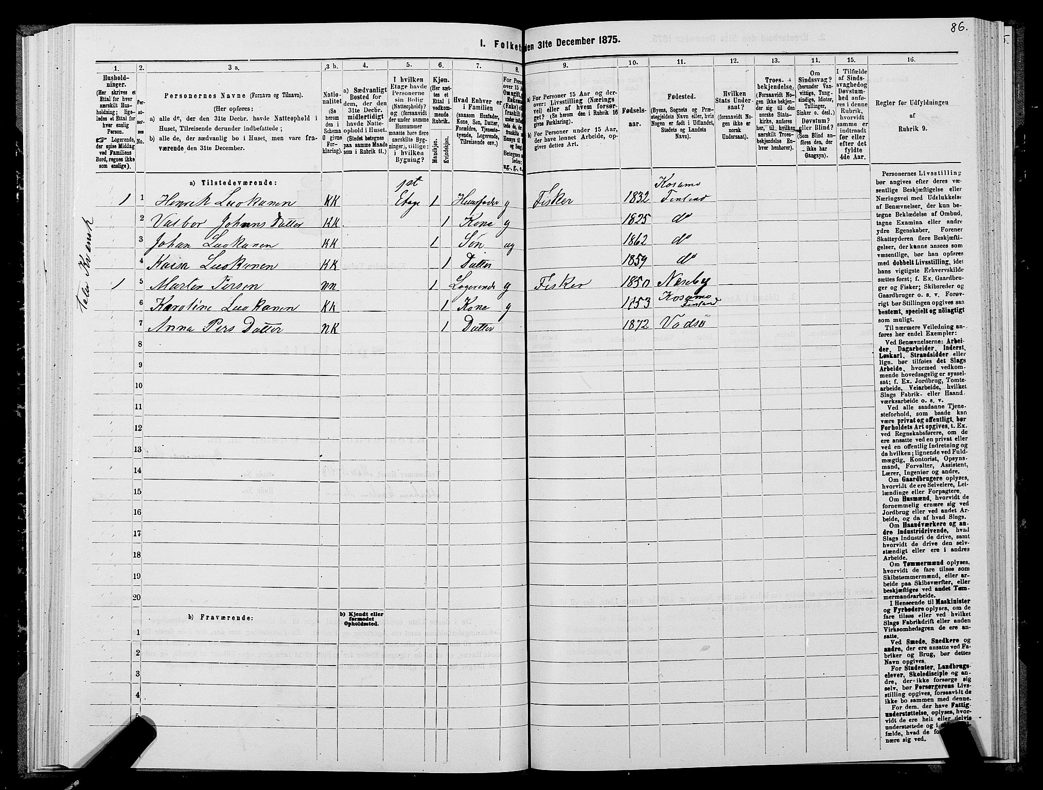 SATØ, 1875 census for 2003B Vadsø/Vadsø, 1875, p. 2086