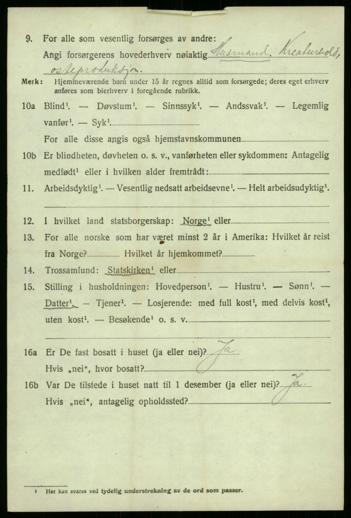 SAB, 1920 census for Årdal, 1920, p. 2978