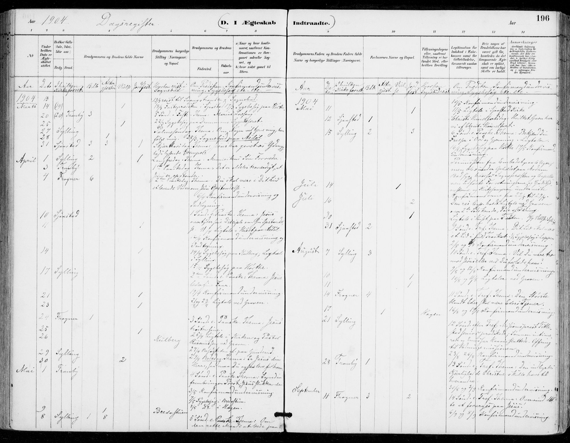 Sylling kirkebøker, SAKO/A-247/F/Fa/L0001: Parish register (official) no. 1, 1883-1910, p. 196