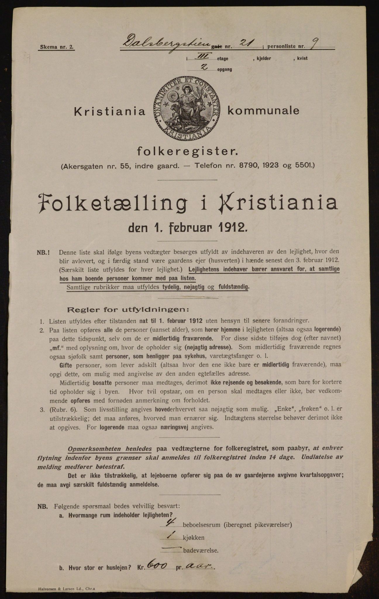 OBA, Municipal Census 1912 for Kristiania, 1912, p. 14255