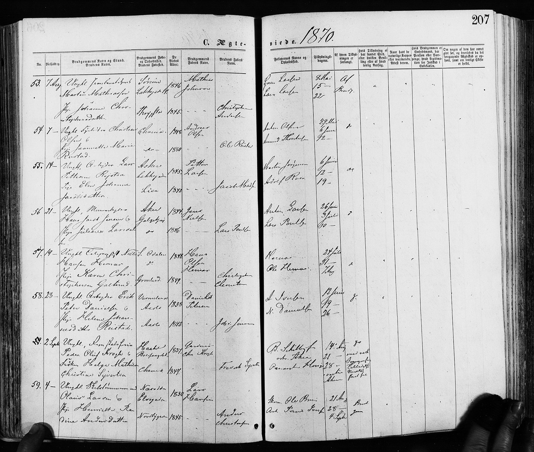 Grønland prestekontor Kirkebøker, AV/SAO-A-10848/F/Fa/L0005: Parish register (official) no. 5, 1869-1880, p. 207