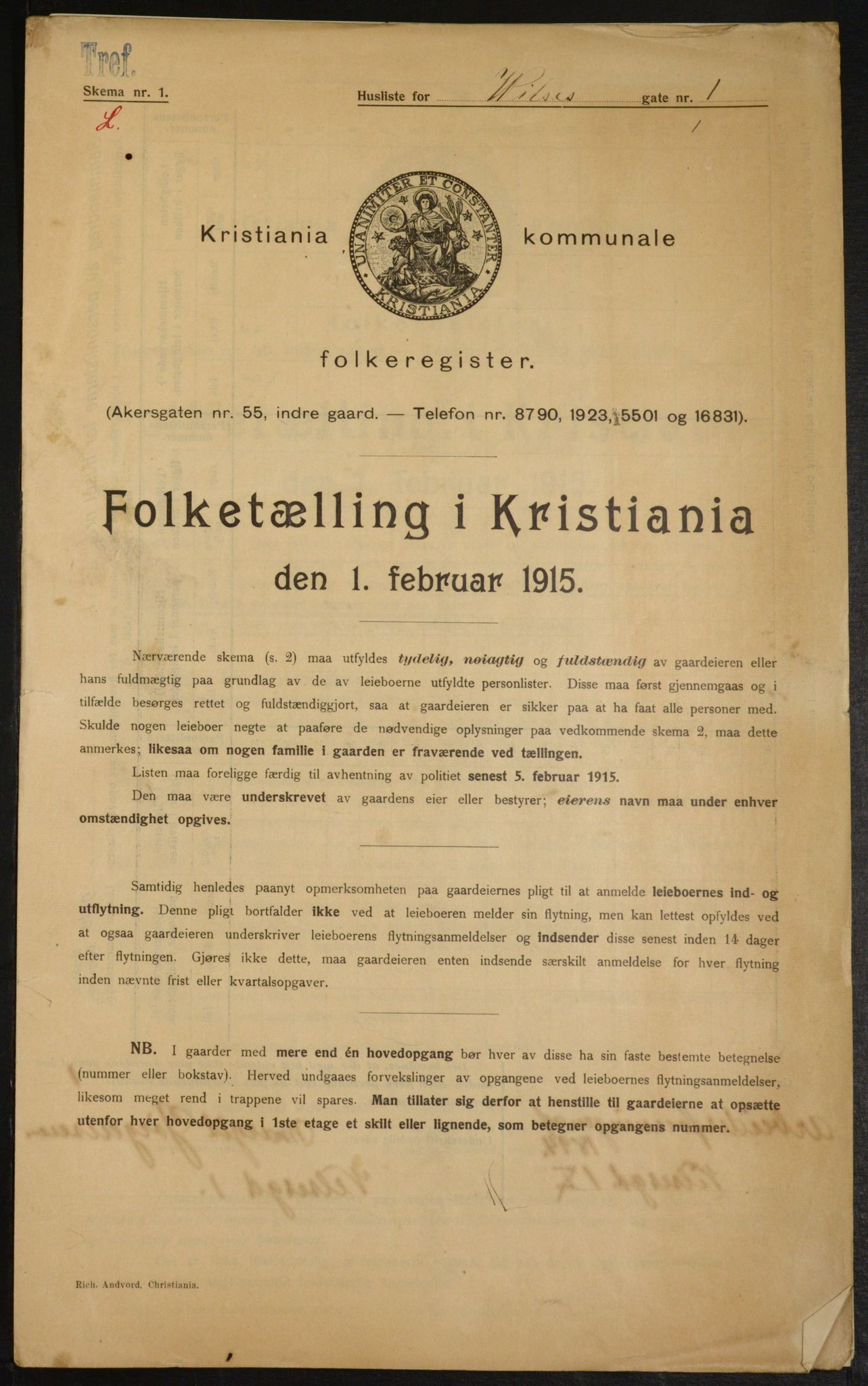 OBA, Municipal Census 1915 for Kristiania, 1915, p. 128843