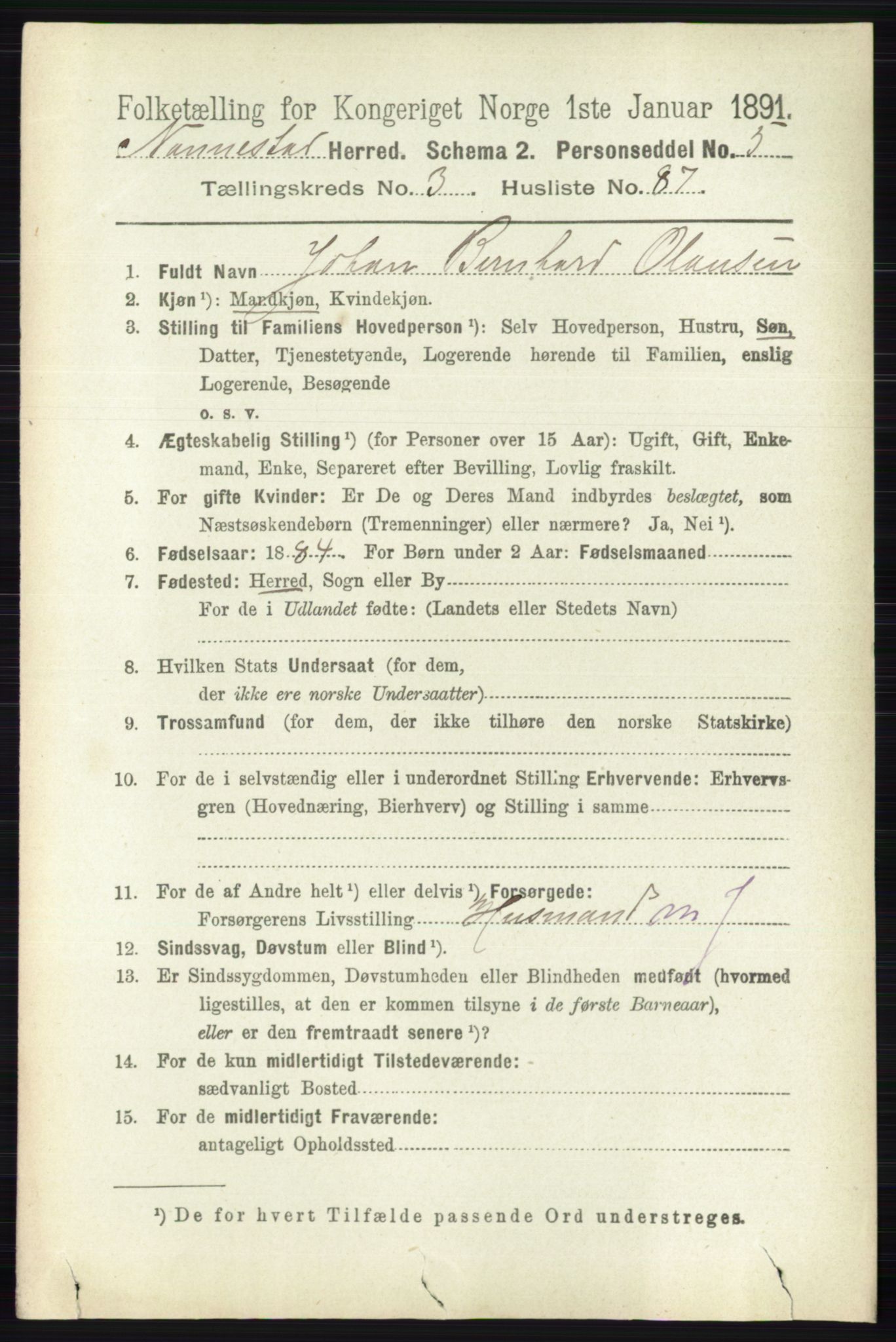 RA, 1891 census for 0238 Nannestad, 1891, p. 1970