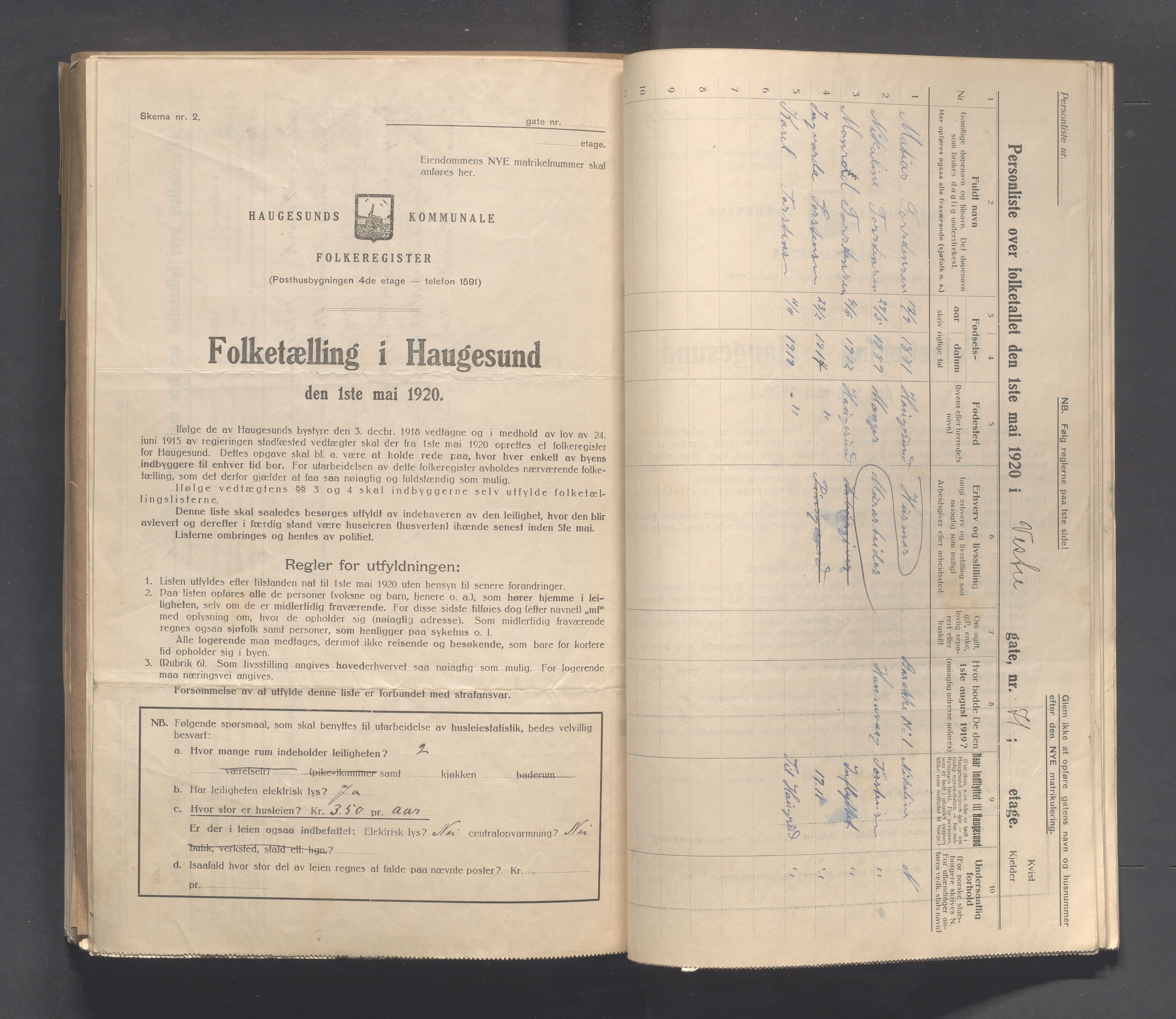 IKAR, Local census 1.5.1920 for Haugesund, 1920, p. 6320