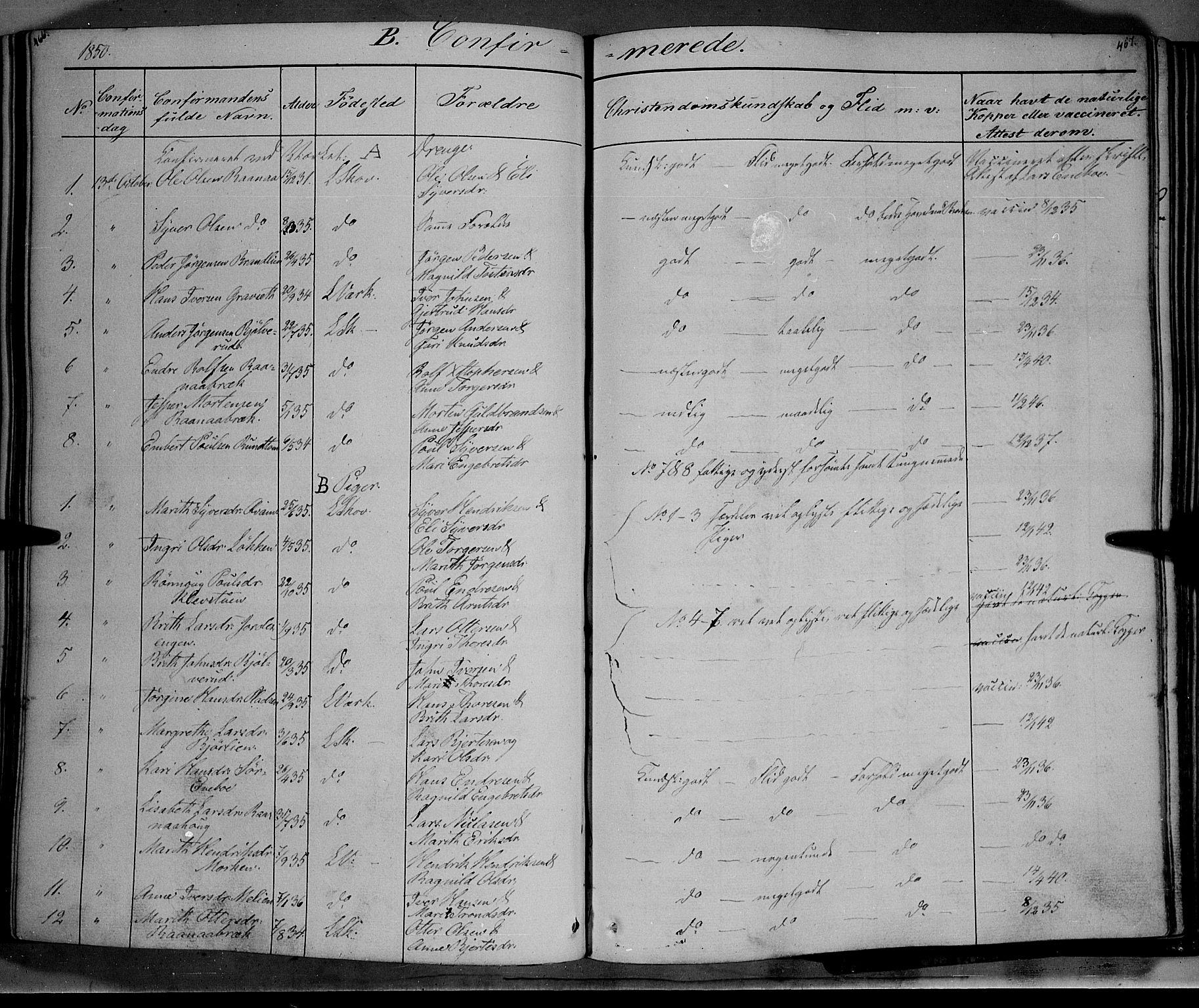 Lesja prestekontor, AV/SAH-PREST-068/H/Ha/Haa/L0006: Parish register (official) no. 6A, 1843-1854, p. 466-467