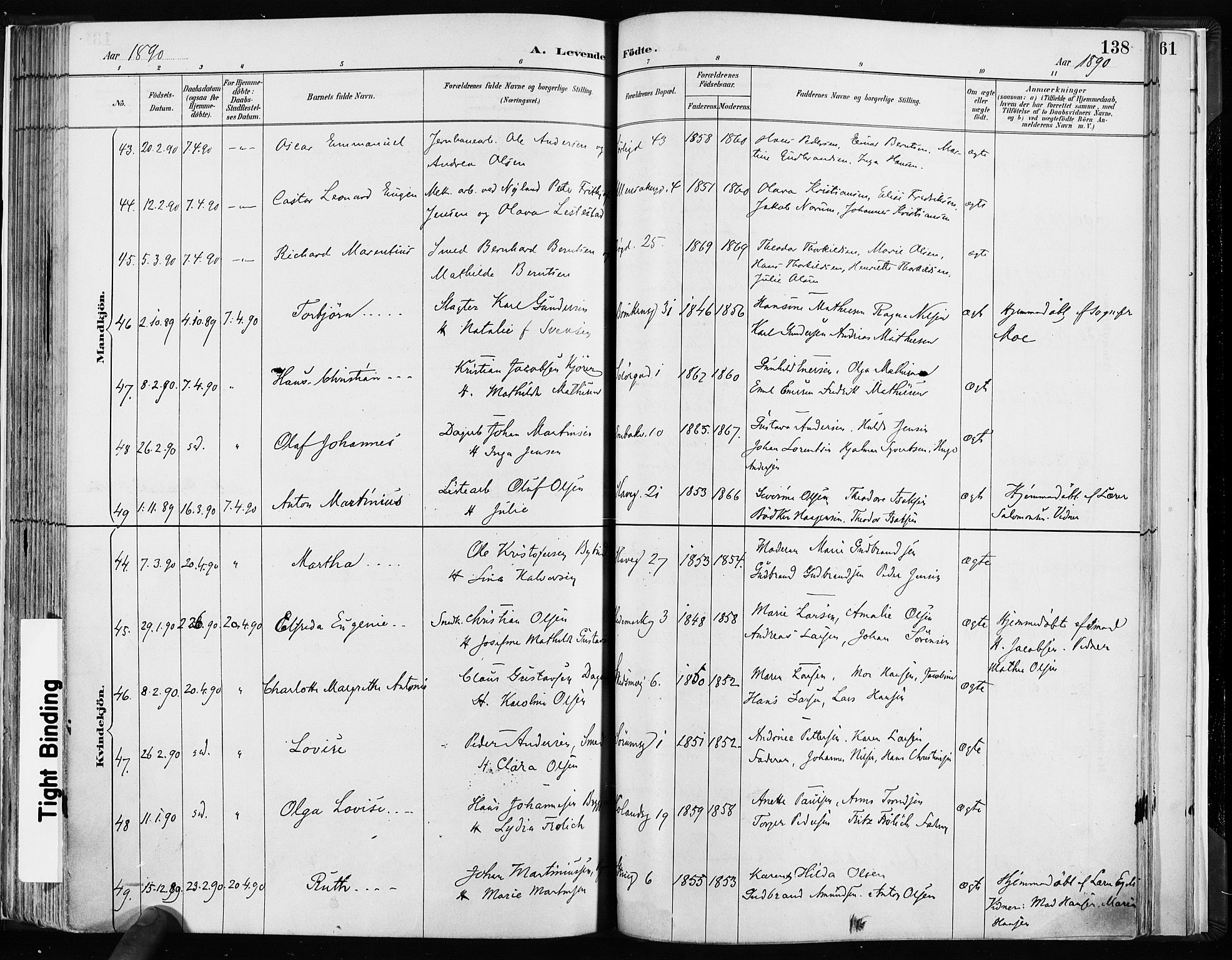 Kampen prestekontor Kirkebøker, SAO/A-10853/F/Fa/L0003: Parish register (official) no. I 3, 1886-1892, p. 138