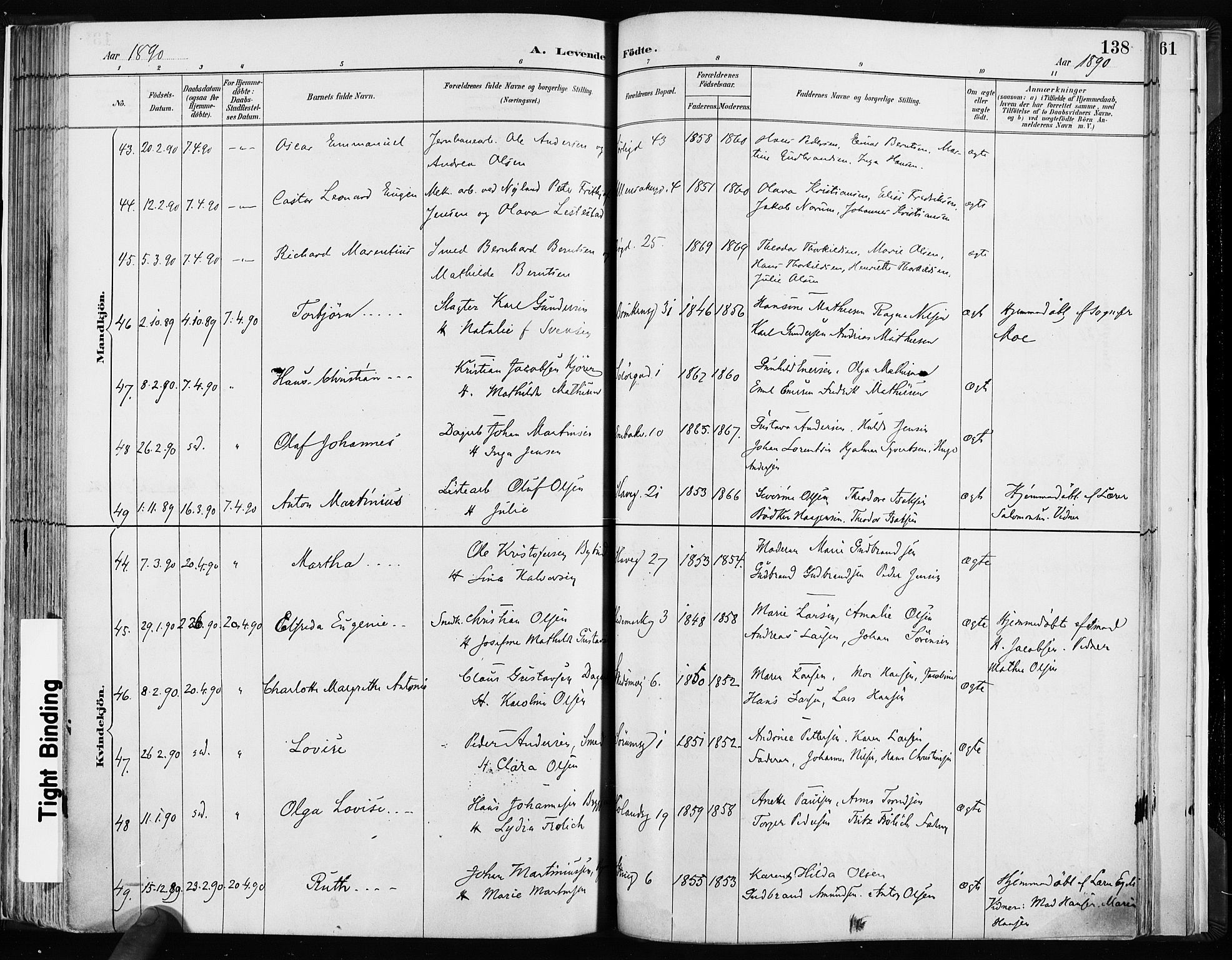 Kampen prestekontor Kirkebøker, AV/SAO-A-10853/F/Fa/L0003: Parish register (official) no. I 3, 1886-1892, p. 138